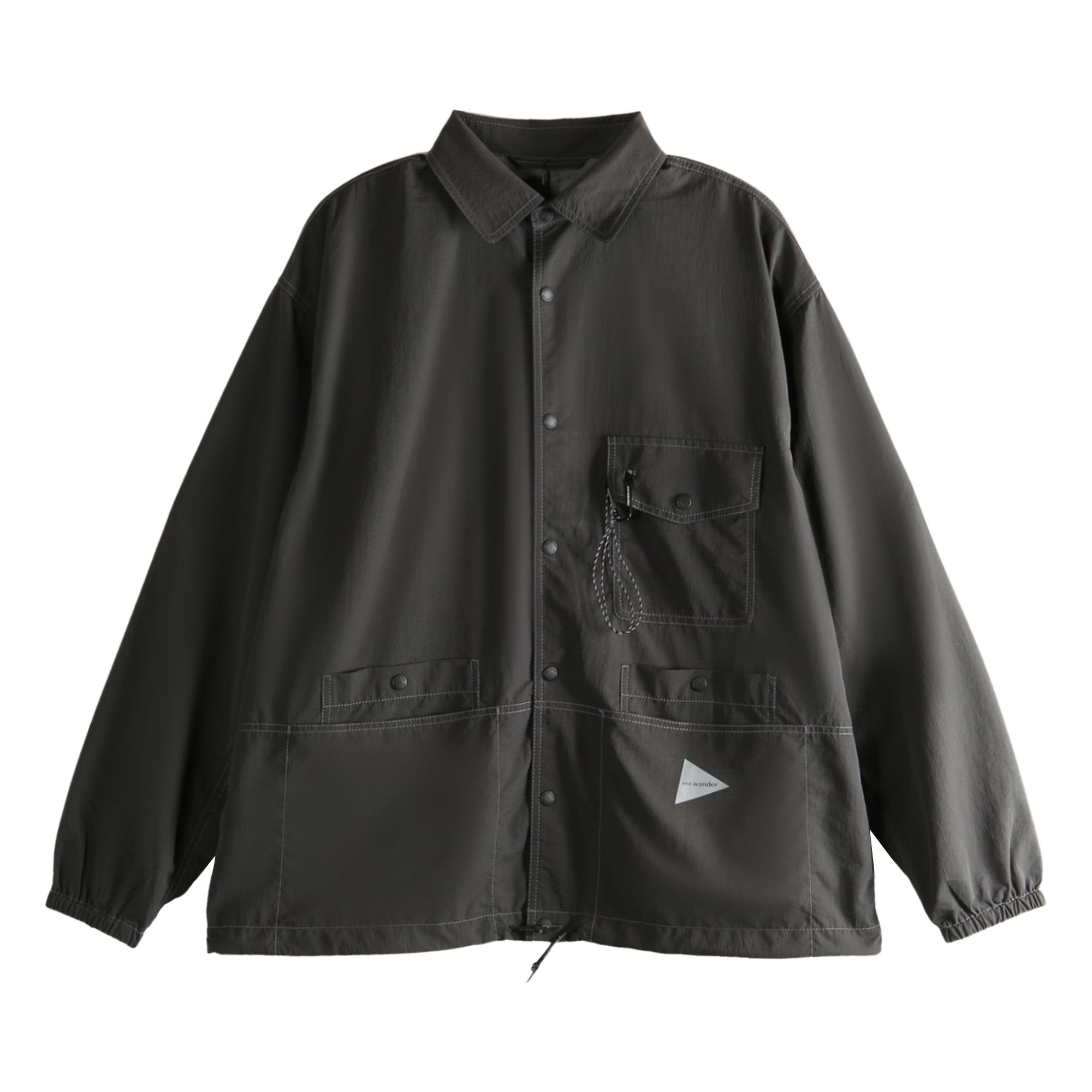 Pre-owned And Wander Crinkled Nylon Shirt Jacket 'charcoal' | Grey | Men's Size L In Gray