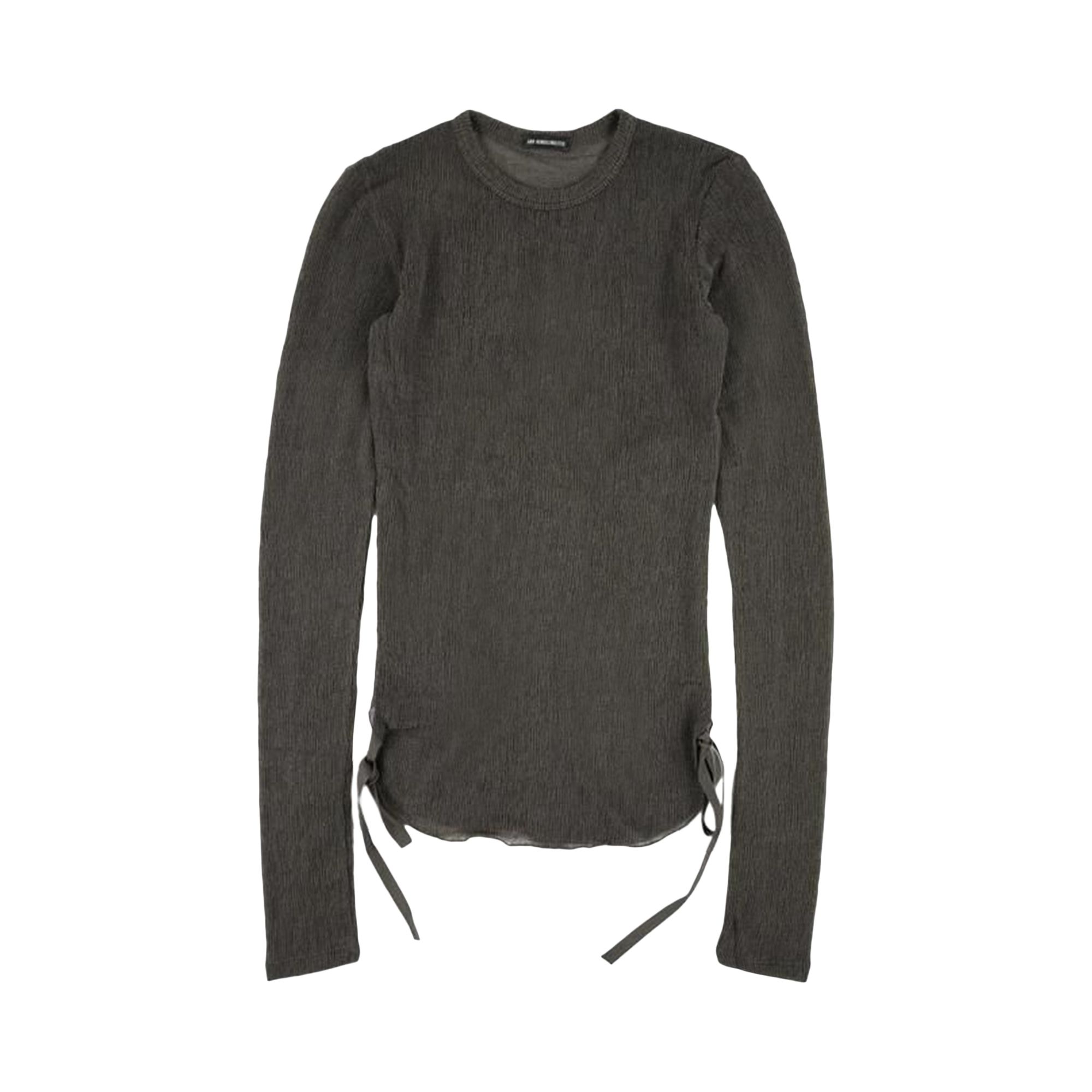 Pre-owned Ann Demeulemeester Oke Wrinkled Cropped Long-sleeve Top 'beaver' | Grey | Women's Size Xs In Gray