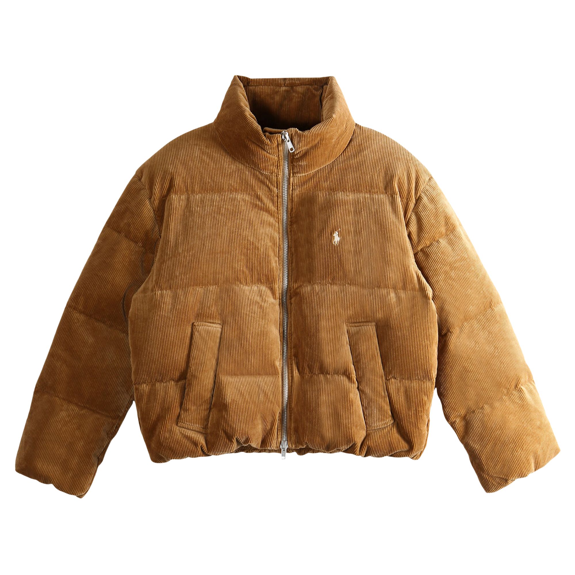 Pre-owned Polo Ralph Lauren Wale Corduroy Puffer Coat 'tan' | Women's Size L In Brown