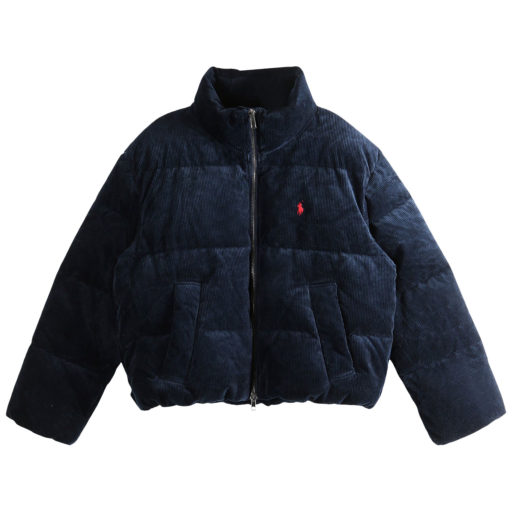 Pre-owned Polo Ralph Lauren Wale Corduroy Puffer Coat 'navy' | Blue | Women's Size L