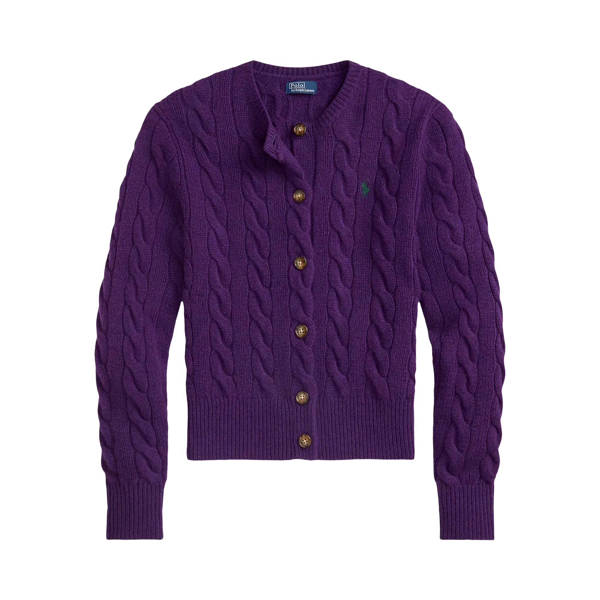 Pre-owned Polo Ralph Lauren Long-sleeve Crew Neck Cardigan Sweater 'royal Aubergine Purple' | Women's Size Xs
