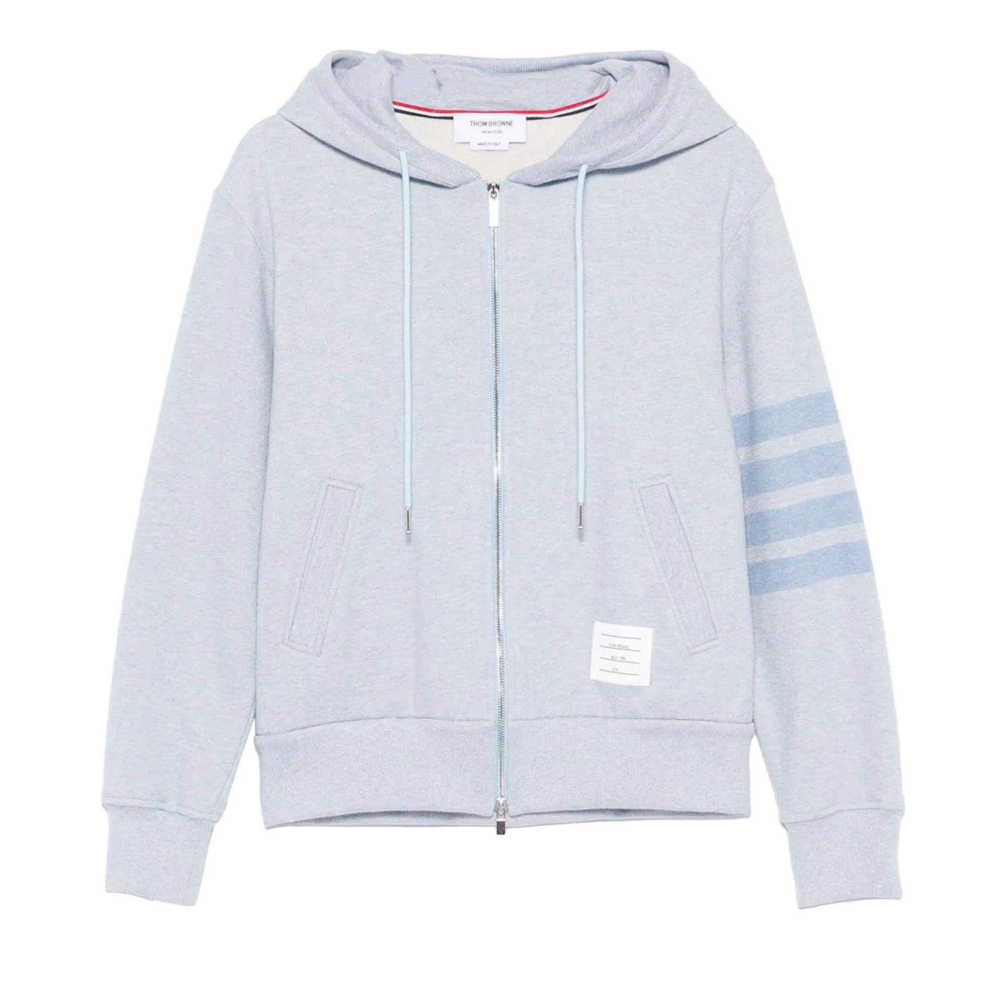 Pre-owned Thom Browne Melange Brushed Loopback Zip Up Hoodie 'light Blue' | Men's Size 3