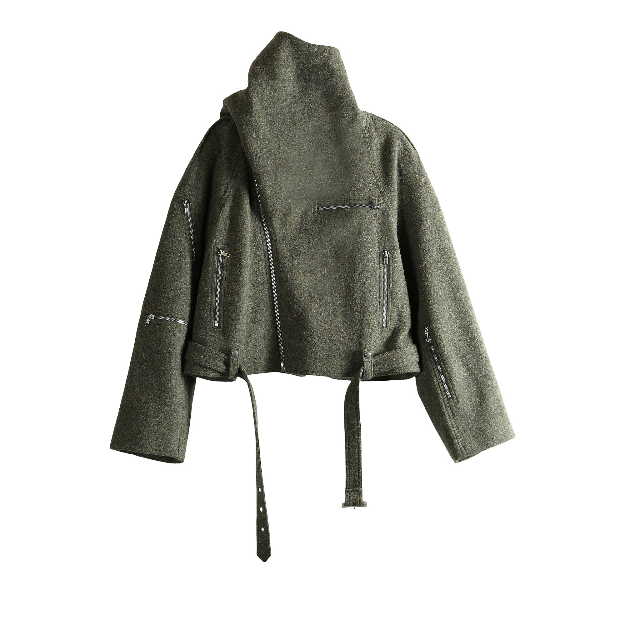 Pre-owned Rick Owens Cropped Scarf Flight Jacket 'bosco' | Brown | Women's Size Onesize