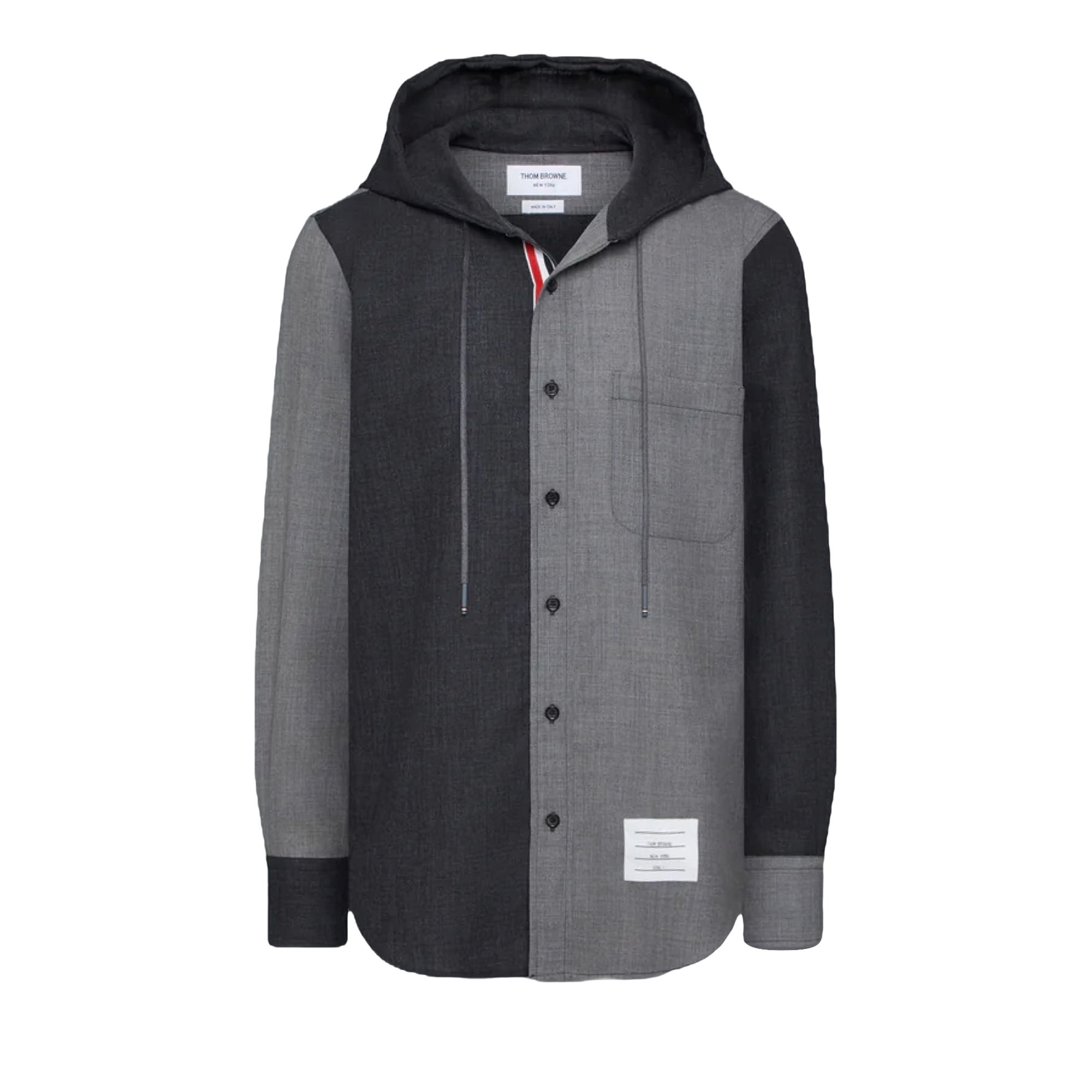 Pre-owned Thom Browne Hooded Straight Fit Long-sleeve Shirt 'tonal Grey' | Men's Size 3 In Gray