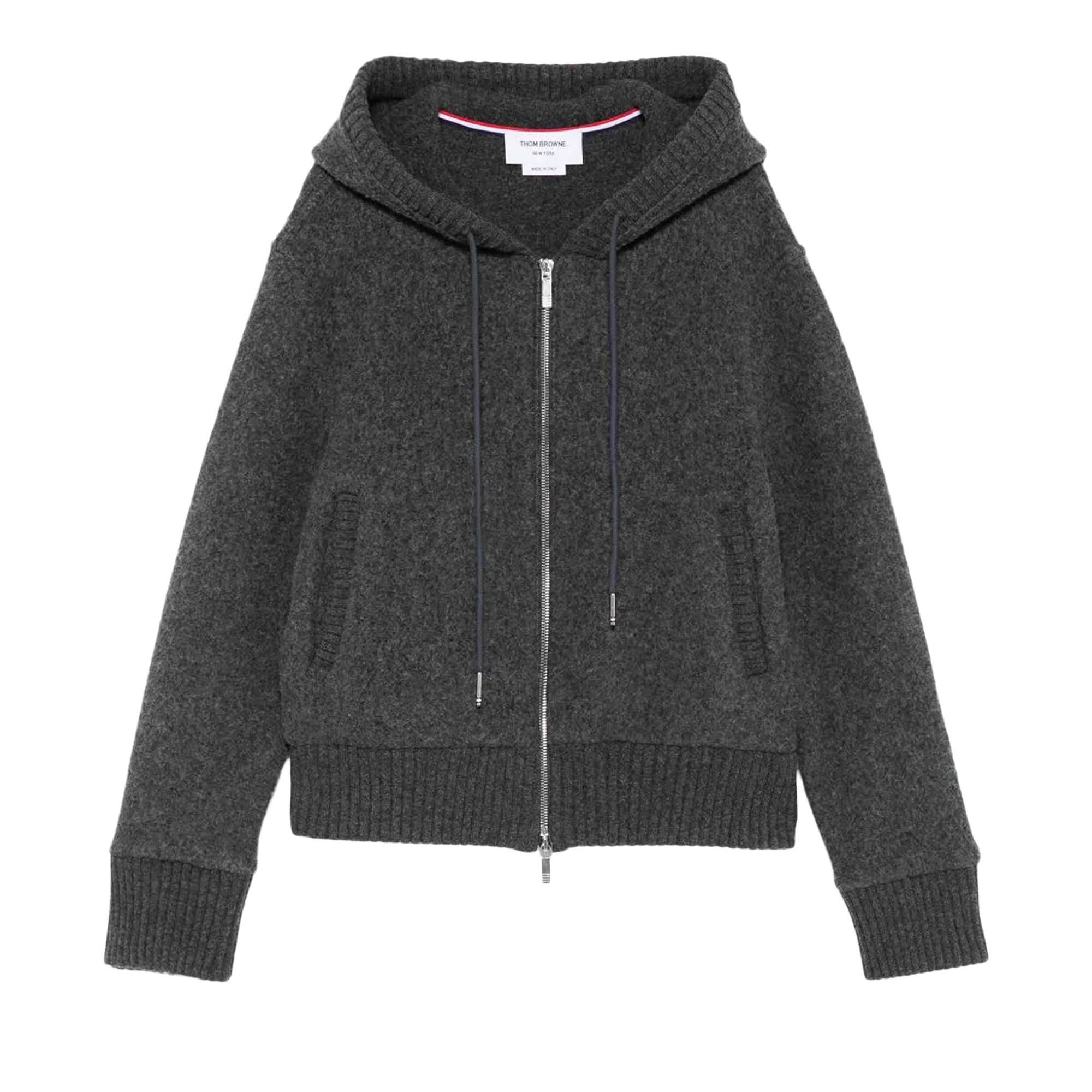 Pre-owned Thom Browne Wool Fleece Zip Up Hoodie 'charcoal' | Grey | Women's Size 40 In Gray
