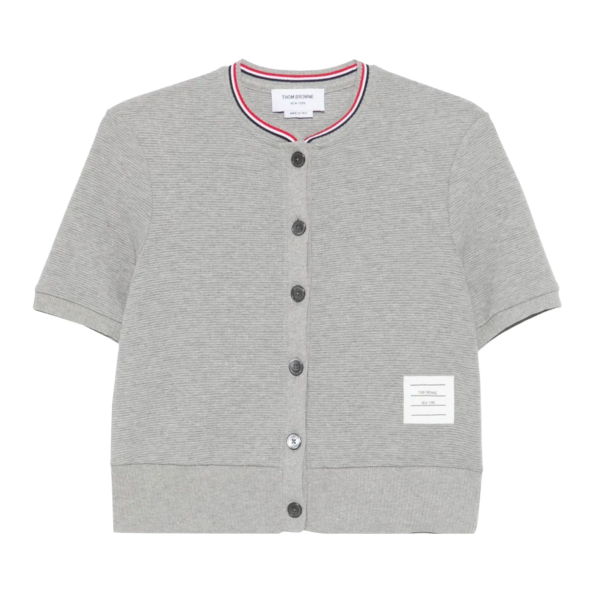 Pre-owned Thom Browne Short-sleeve Crew Neck Cardigan 'light Grey' | Women's Size 40 In Gray