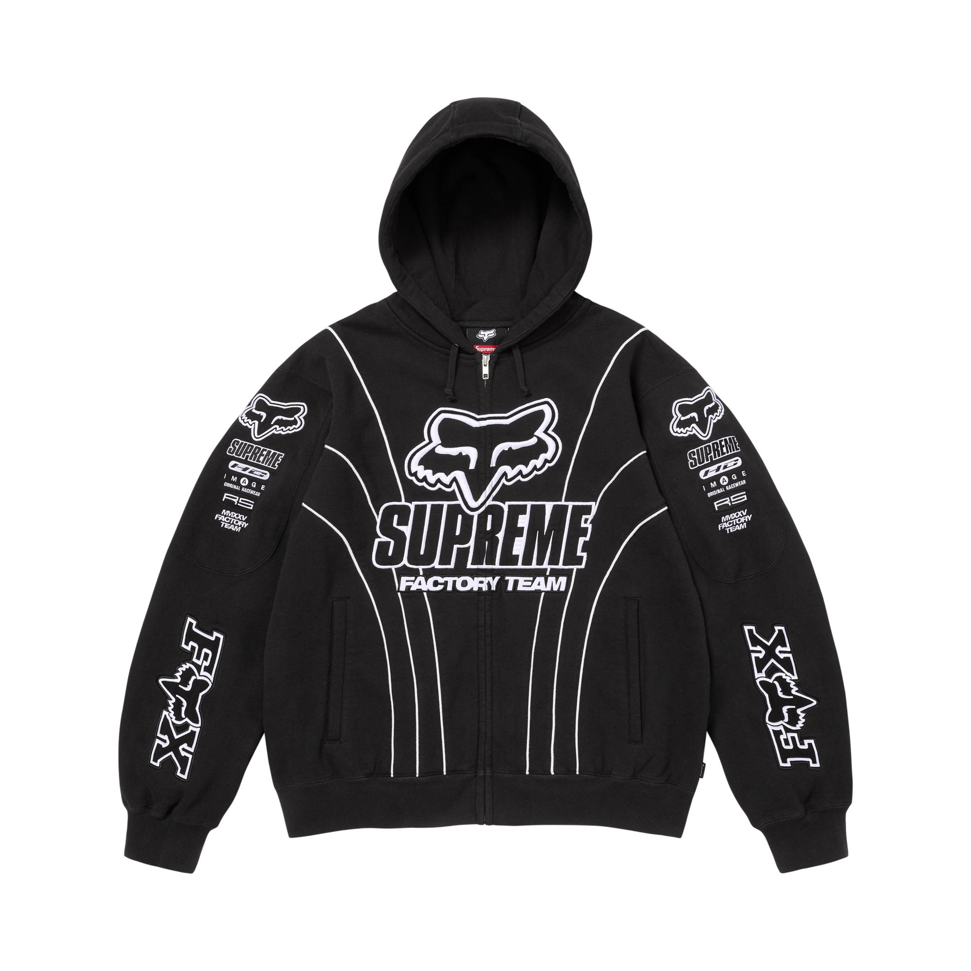 Pre-owned Supreme X Fox Racing Zip Up Hooded Sweatshirt 'black' | Men's Size M