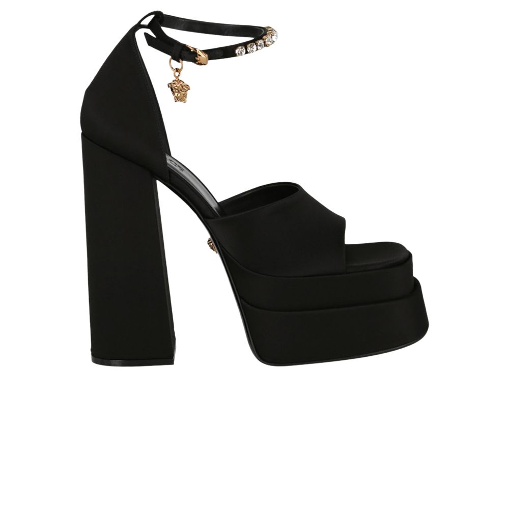 Pre-owned Versace Wmns Medusa Aevitas Platform Sandal 'black' | Women's Size 37