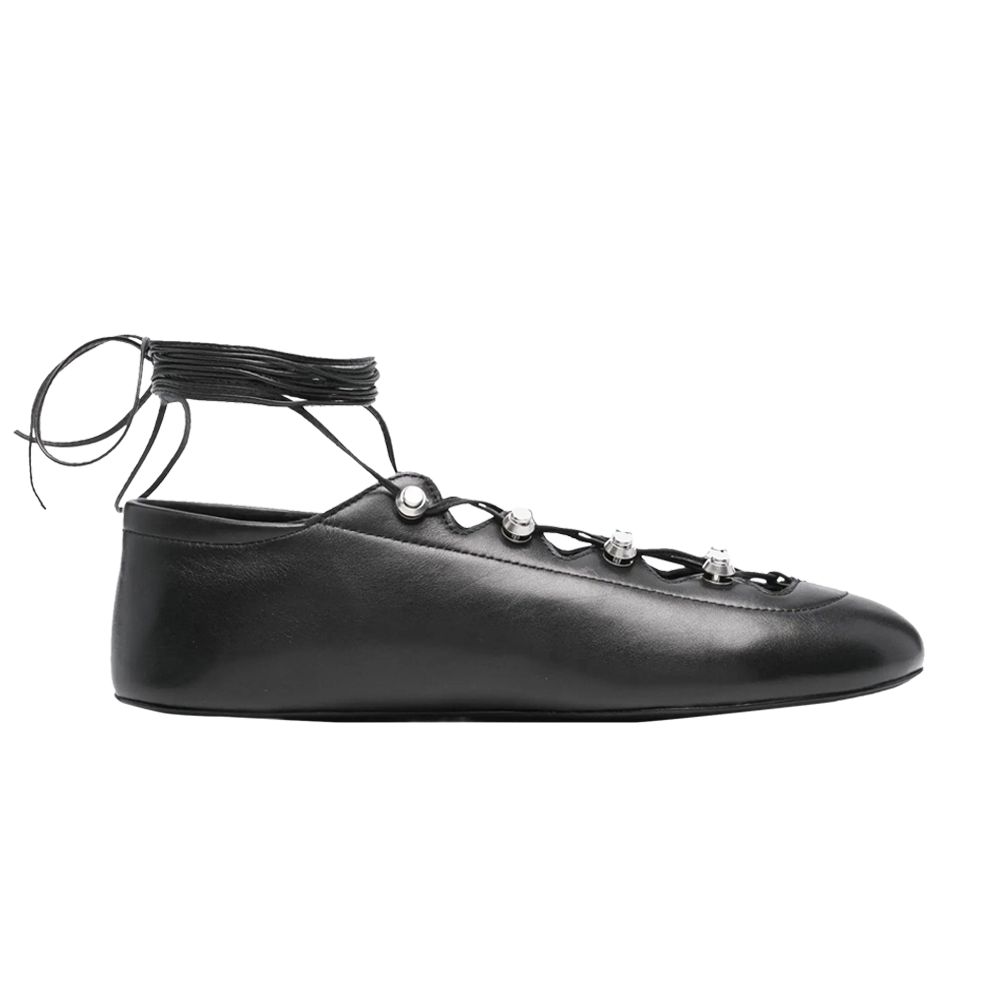 Pre-owned Alexander Wang Wmns Vyollette Lace Up Flat 'black' | Women's Size 37