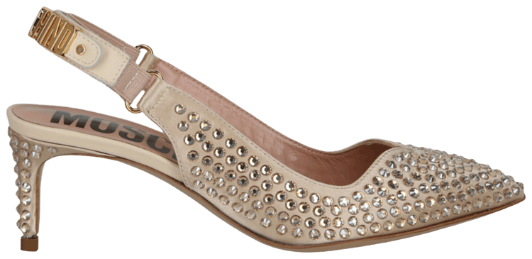 Moschino Wmns Crystal Embellished Kitten Heel Tan