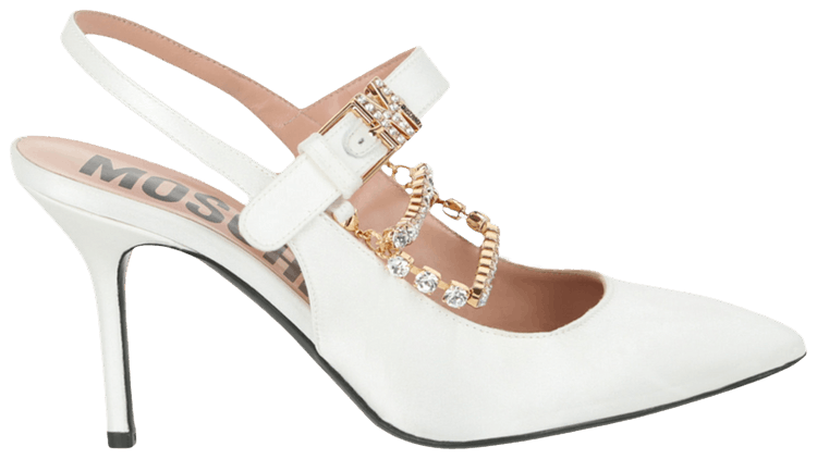 Moschino Wmns Rhinestone Embellished Pump White