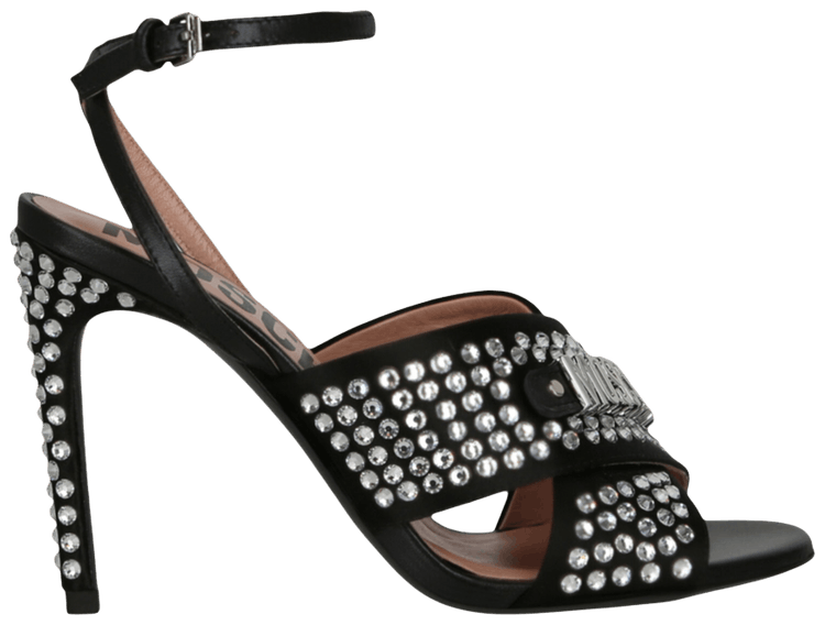 Moschino Wmns Crystal Embellished Heel Sandal Black