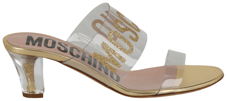 Moschino Wmns Glitter Logo Heel Sandal Gold
