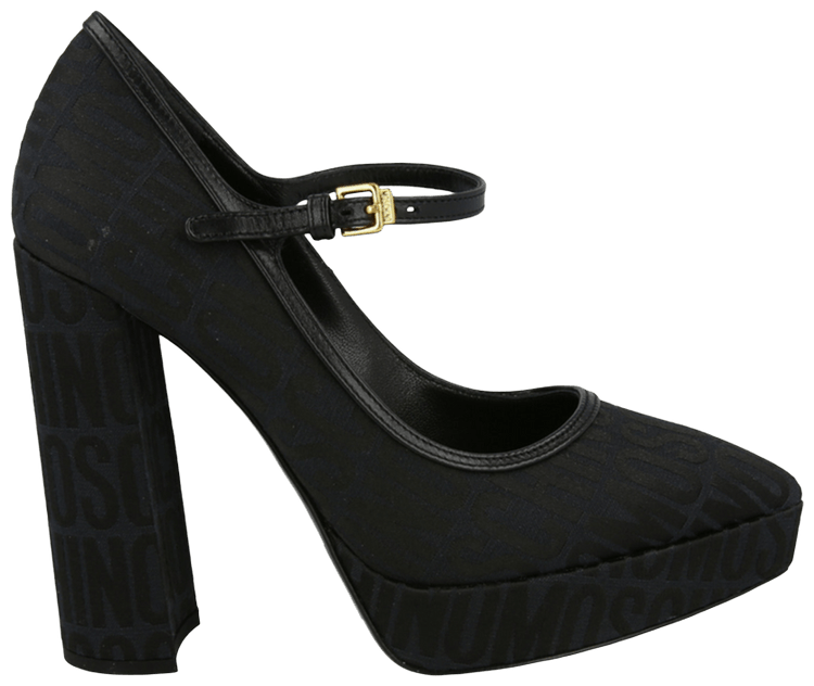 Moschino Wmns Logo Jacquard Mary Jane Pump Black