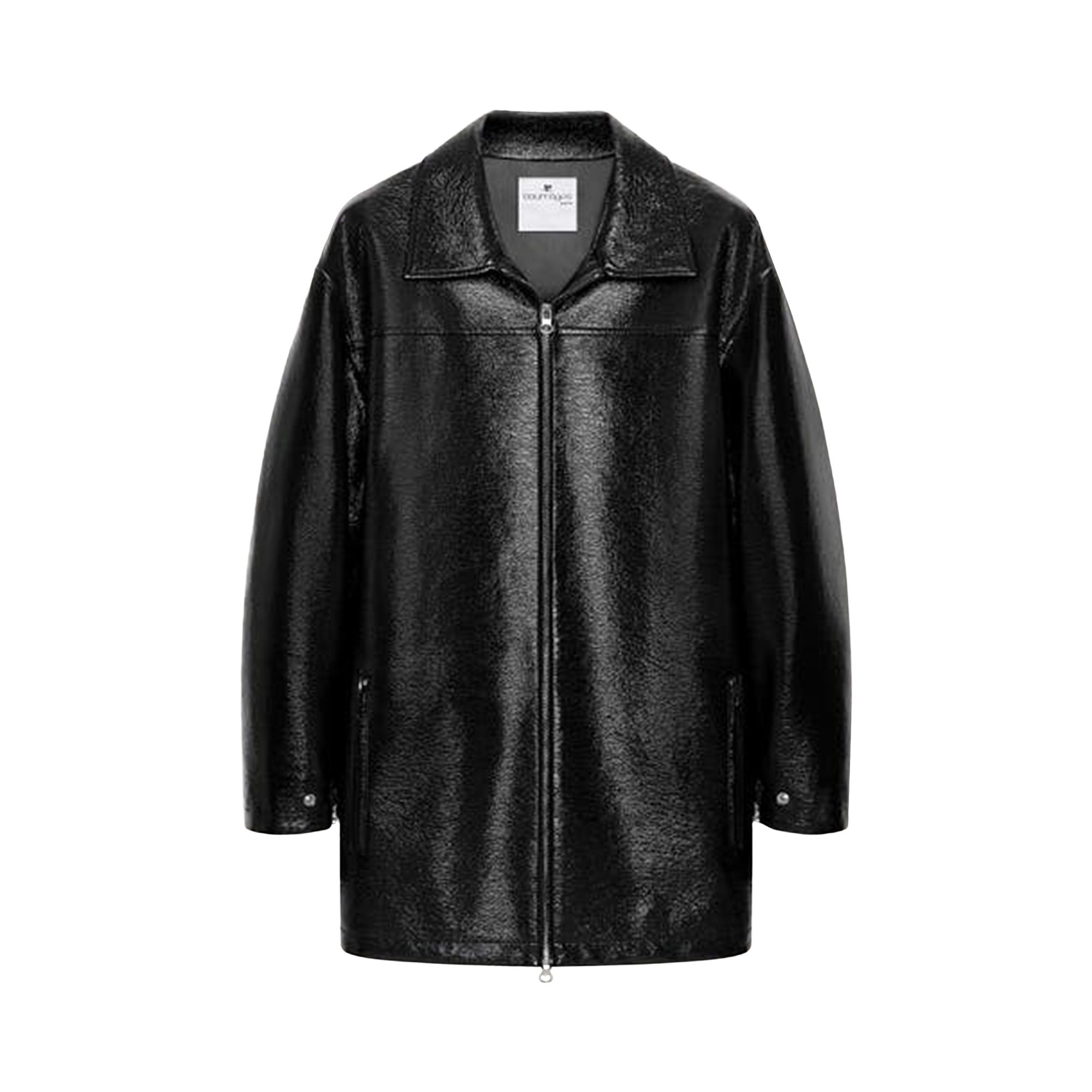 Pre-owned Courrèges Zipped Vinyl Maxi Bomber Jacket 'black' | Women's Size S