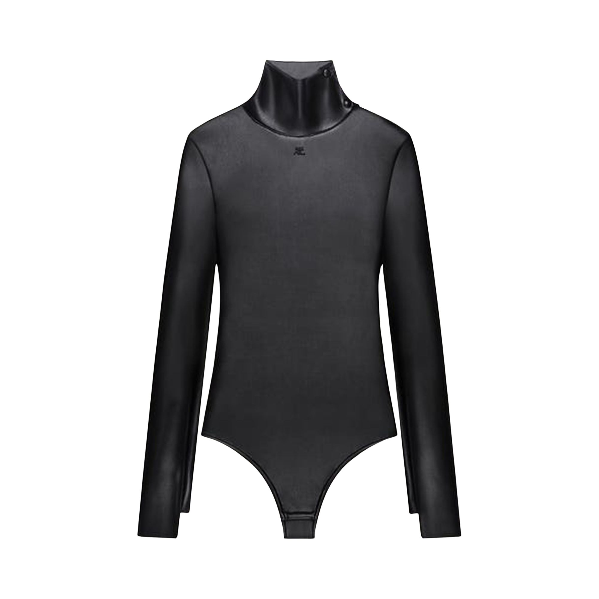 Pre-owned Courrèges Mockneck Leather Effect Bodysuit 'black' | Women's Size 34
