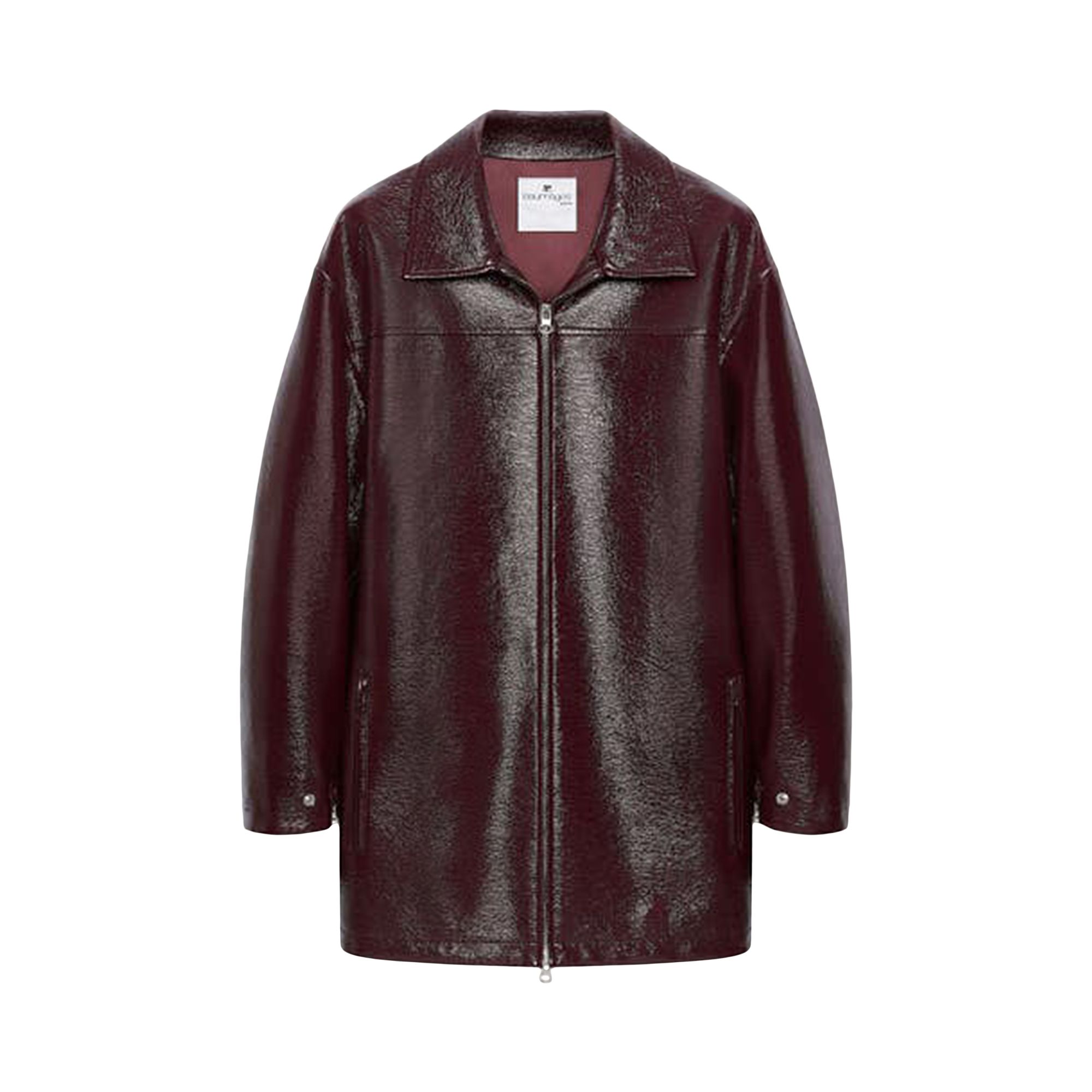 Pre-owned Courrèges Zipped Vinyl Maxi Bomber Jacket 'burgundy' | Red | Women's Size S