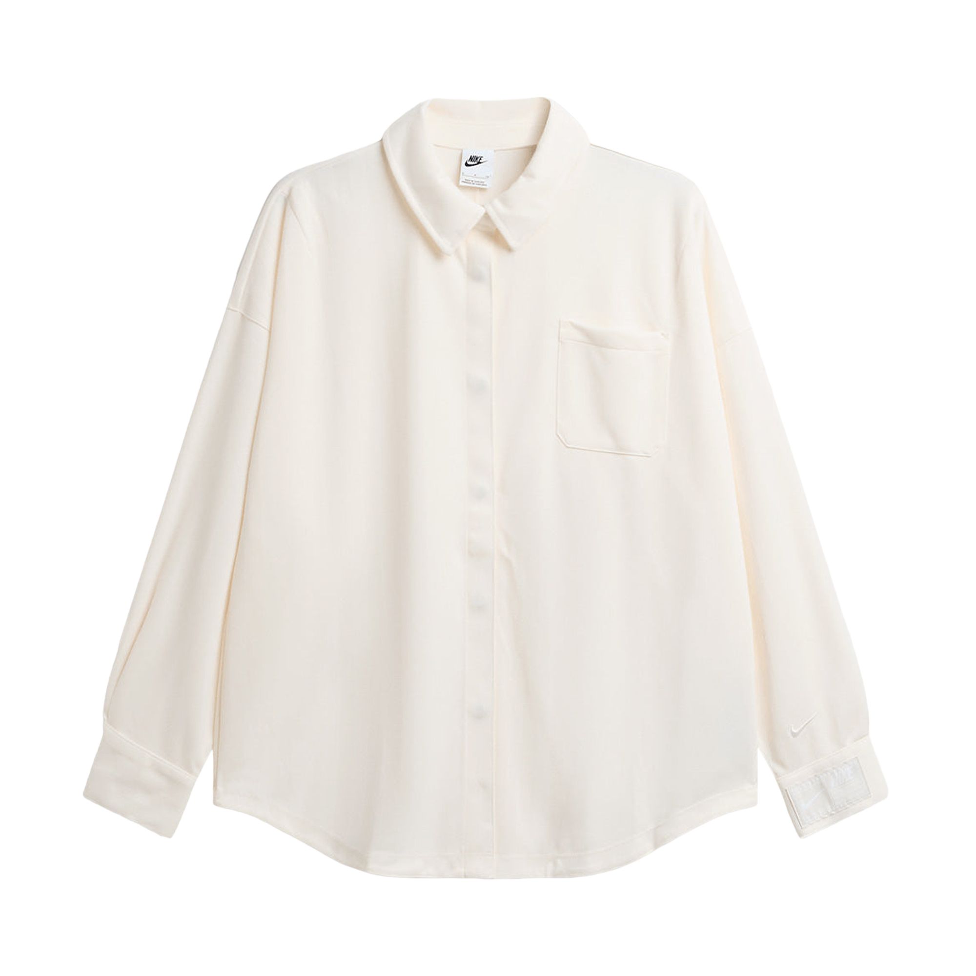 Pre-owned Nike Sportswear Oversized Jacquard Striped Button-down Shirt 'pale Ivory Sail' | White | Women's Siz