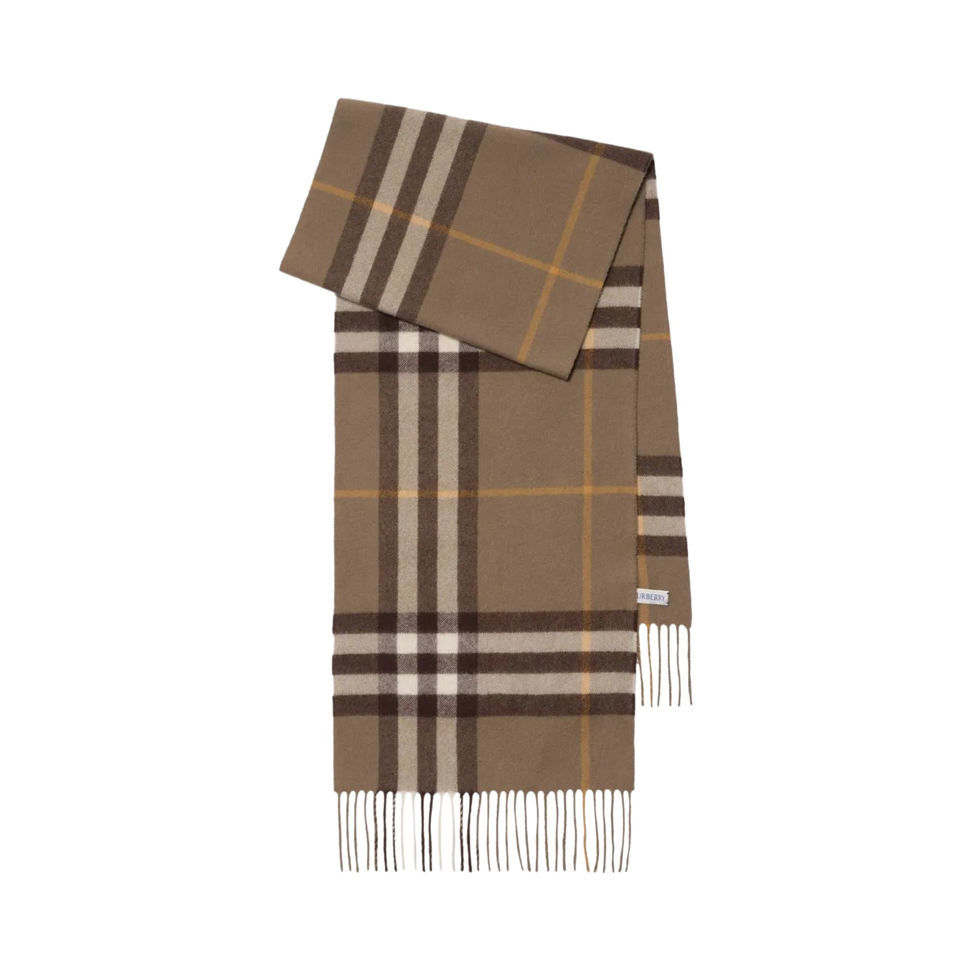 Pre-owned Burberry Check Fringed Edge Scarf 'vole Brown' | Men's Size Onesize