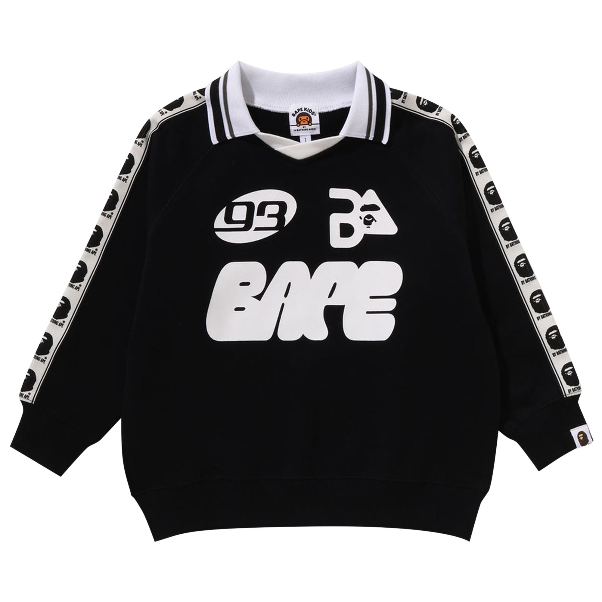 Pre-owned Bape Kids Tape Relaxed Fit Crewneck Sweatshirt 'black' | Kid's Size 130