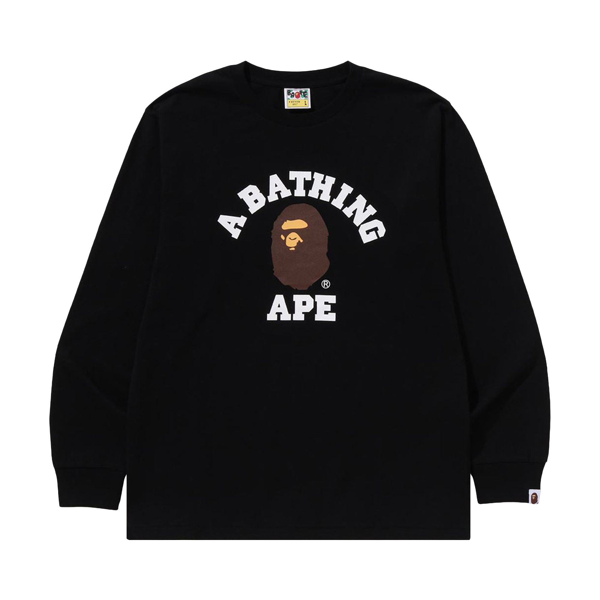 Pre-owned Bape College Long-sleeve Tee 'black' | Men's Size L