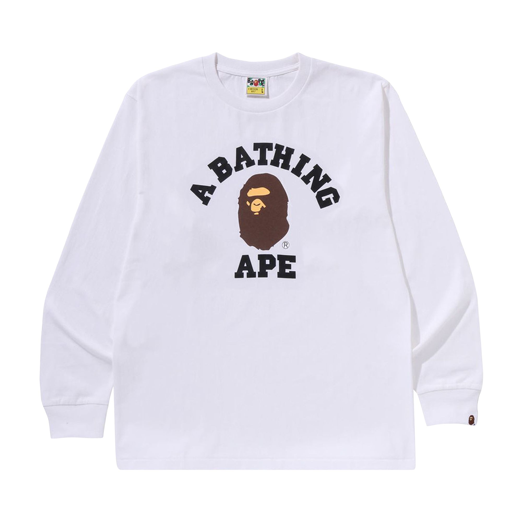 Pre-owned Bape College Long-sleeve Tee 'white' | Men's Size S