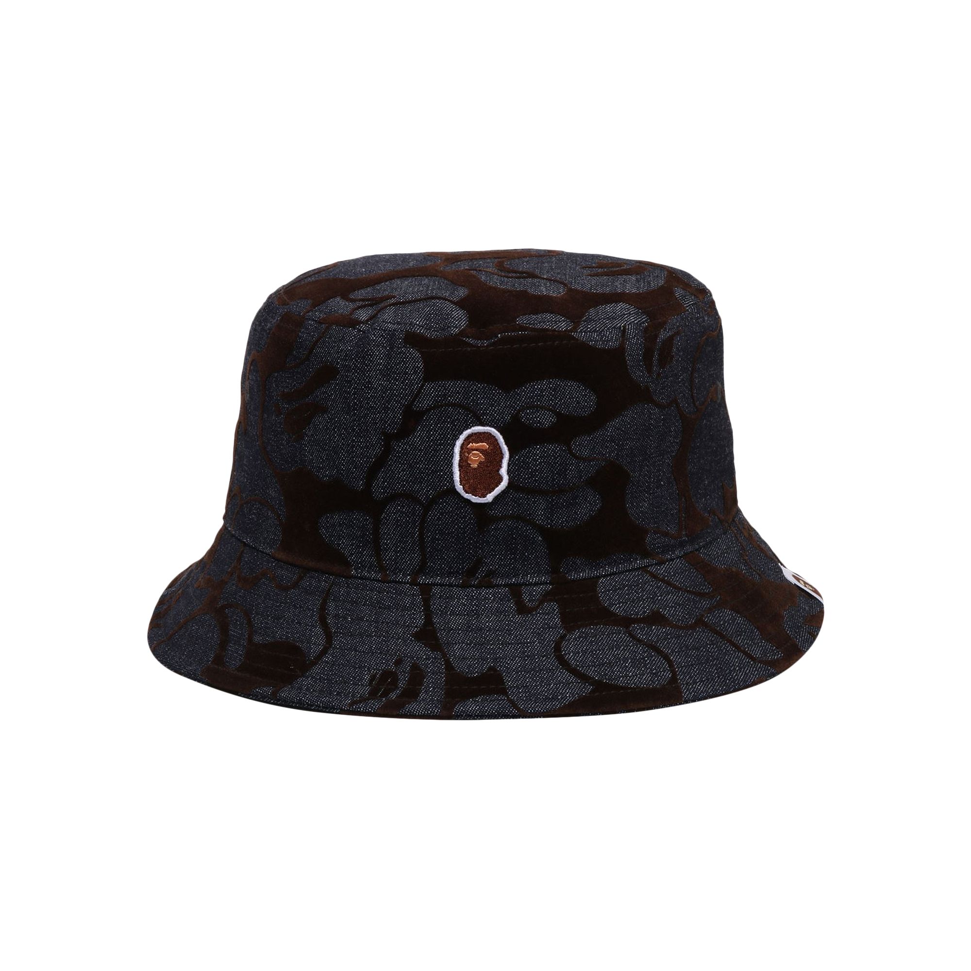 Pre-owned Bape Camo Flocked Denim One Point Bucket Hat 'indigo' | Blue | Men's Size L