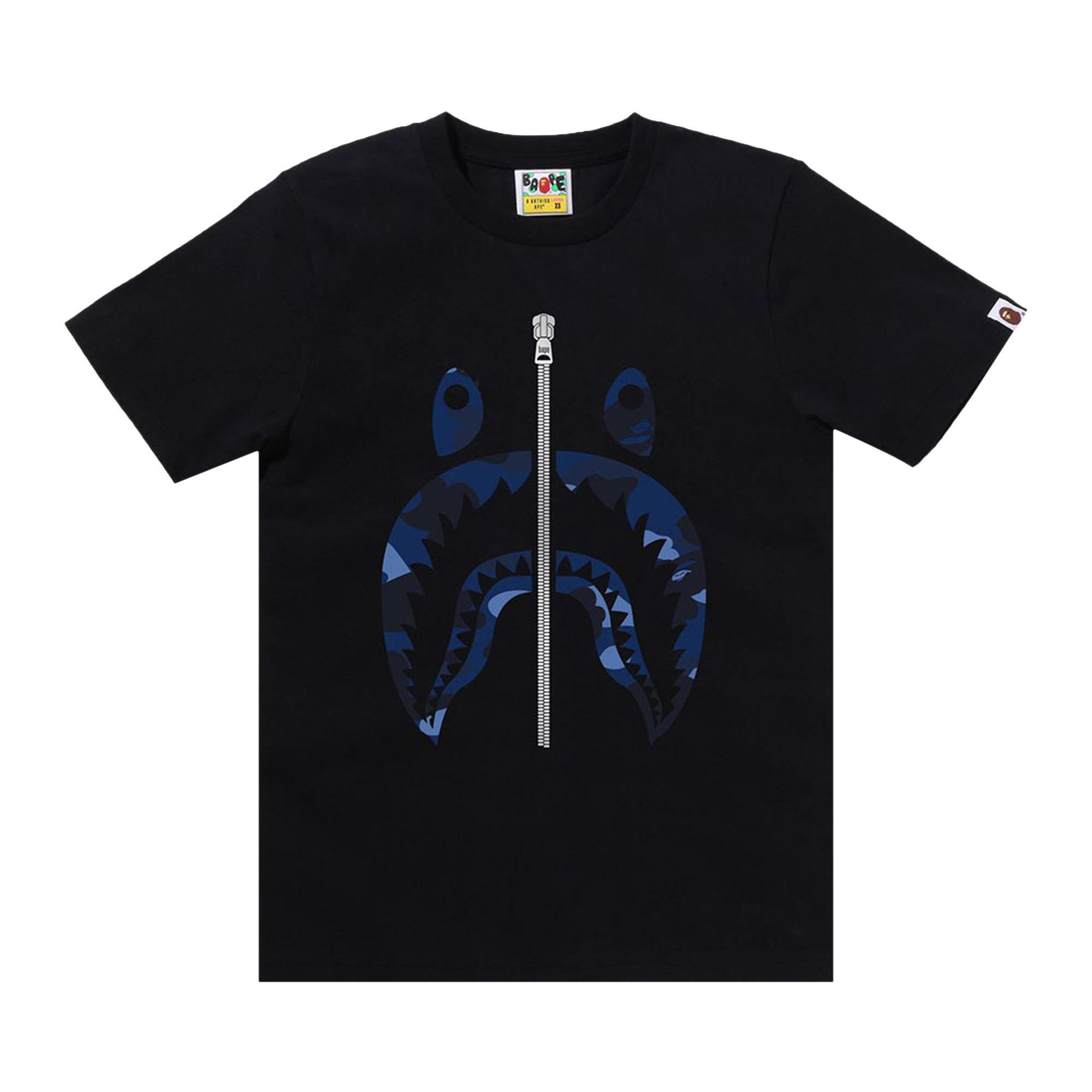 Click to view more detailed imagery on our partner's website Pre-owned Bape Color Camo Shark Tee 'black/navy' | Women's Size Xs