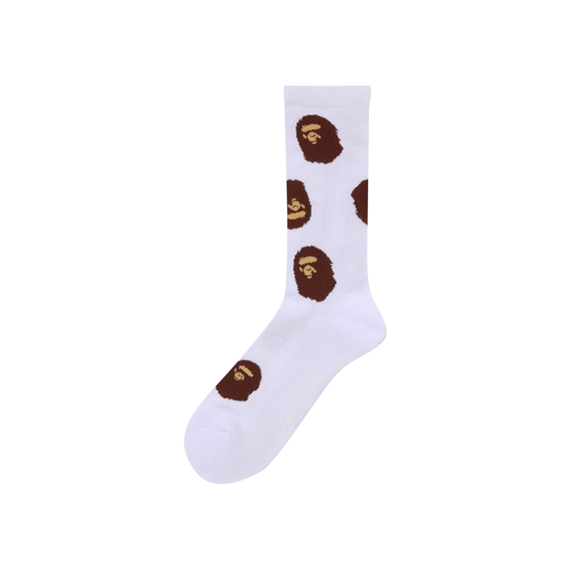 Pre-owned Bape Ape Head Pattern Socks 'white' | Men's Size L