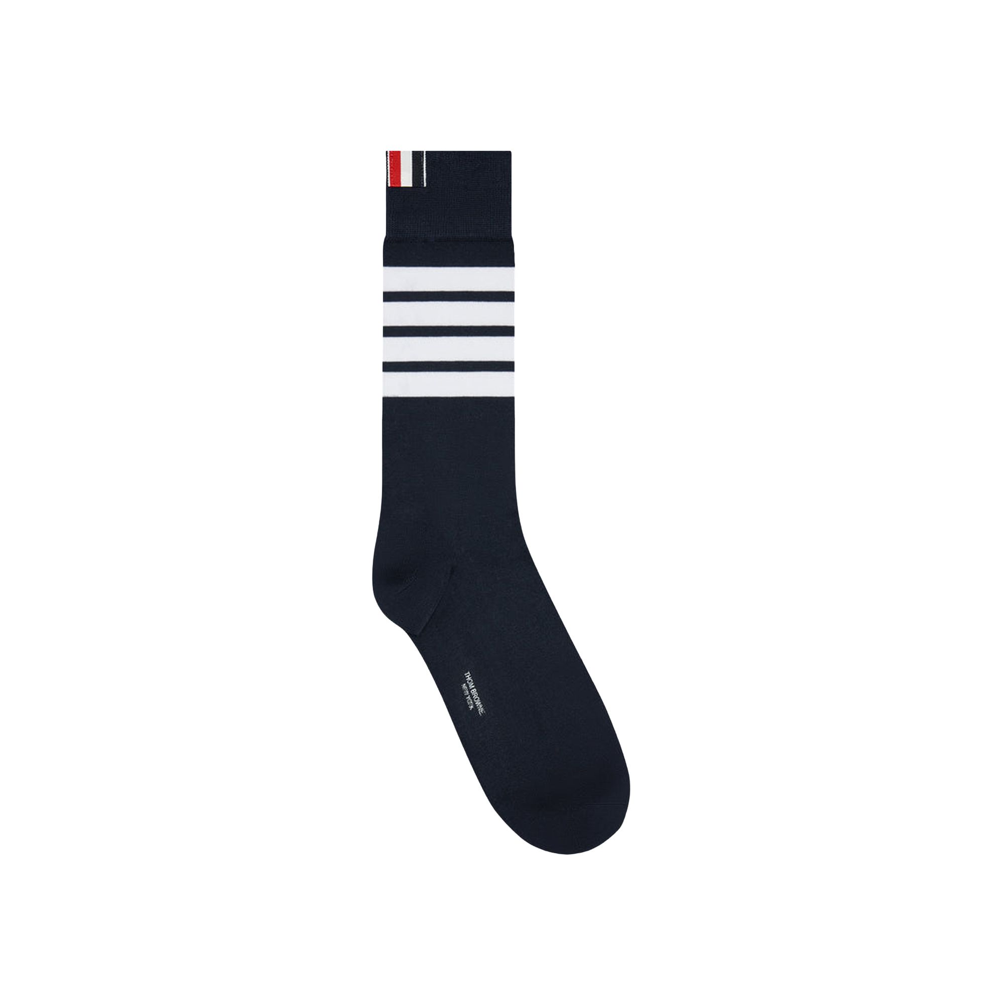 Pre-owned Thom Browne 4 Bar Mid Calf Socks 'navy' | Blue | Men's Size Onesize