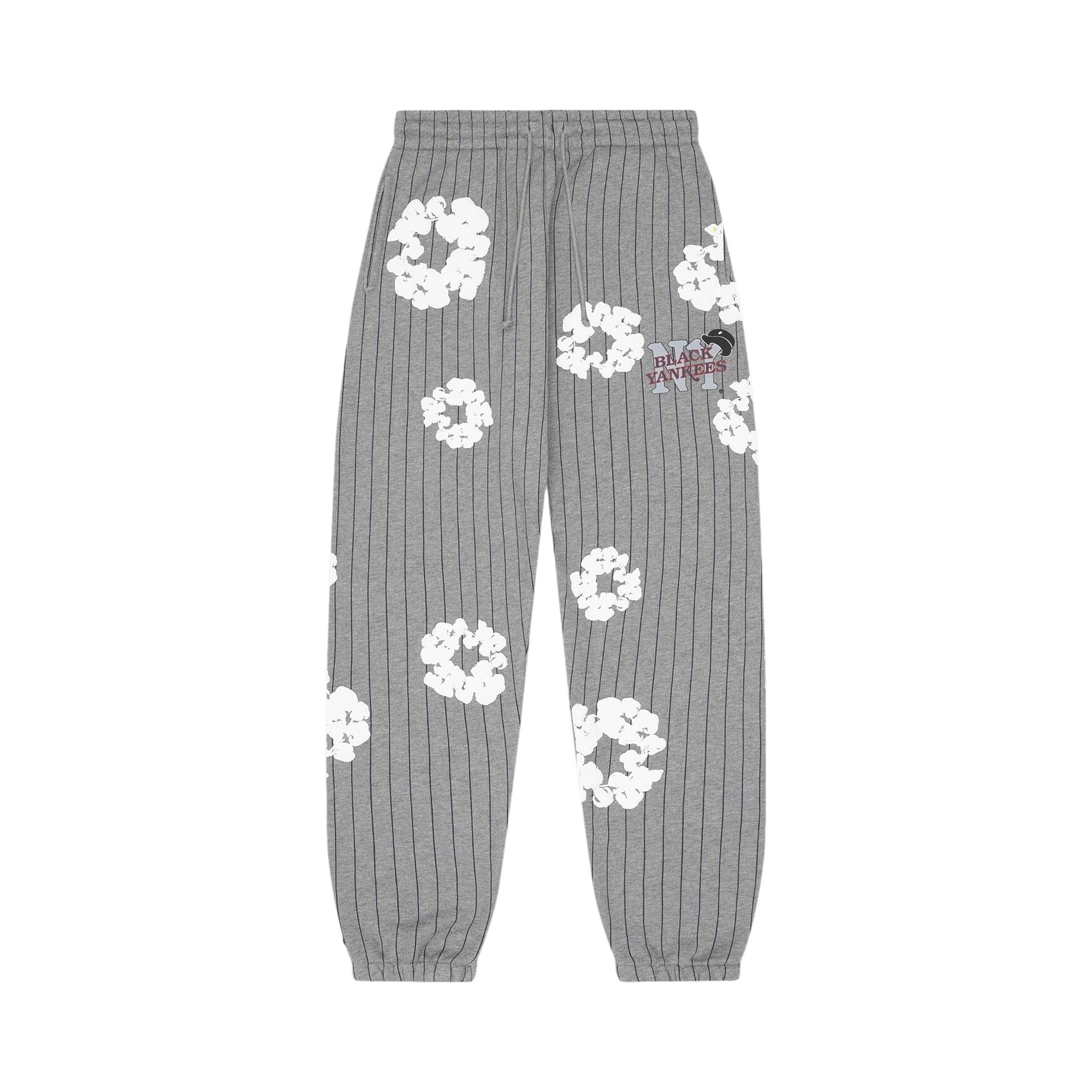 Pre-owned Denim Tears Pinstripe Wreath Sweatpants 'grey' | Men's Size L In Gray