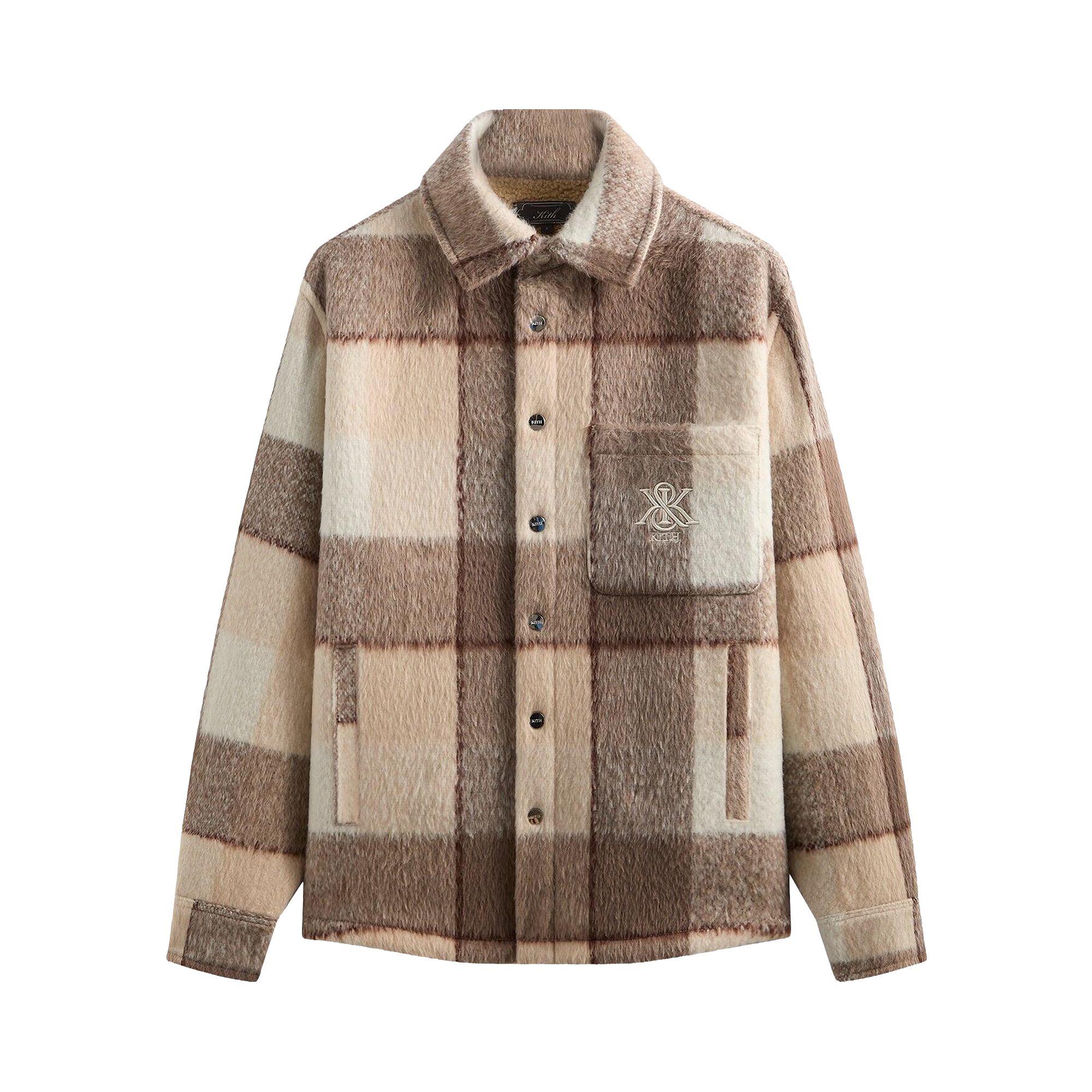 Pre-owned Kith Brushed Plaid Sheridan Shirt Jacket 'canvas' | Tan | Men's Size S In Brown
