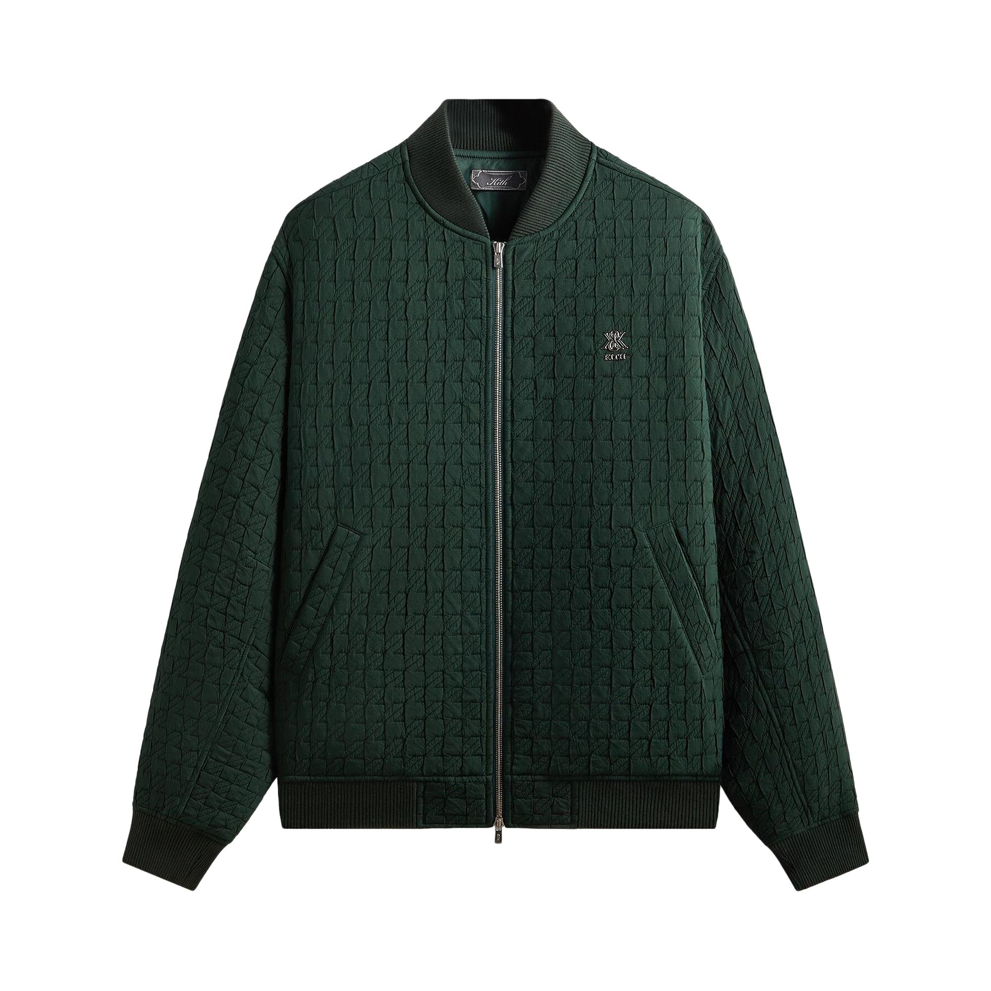 Pre-owned Kith Check Quilt Avery Bomber Jacket 'stadium' | Green | Men's Size S