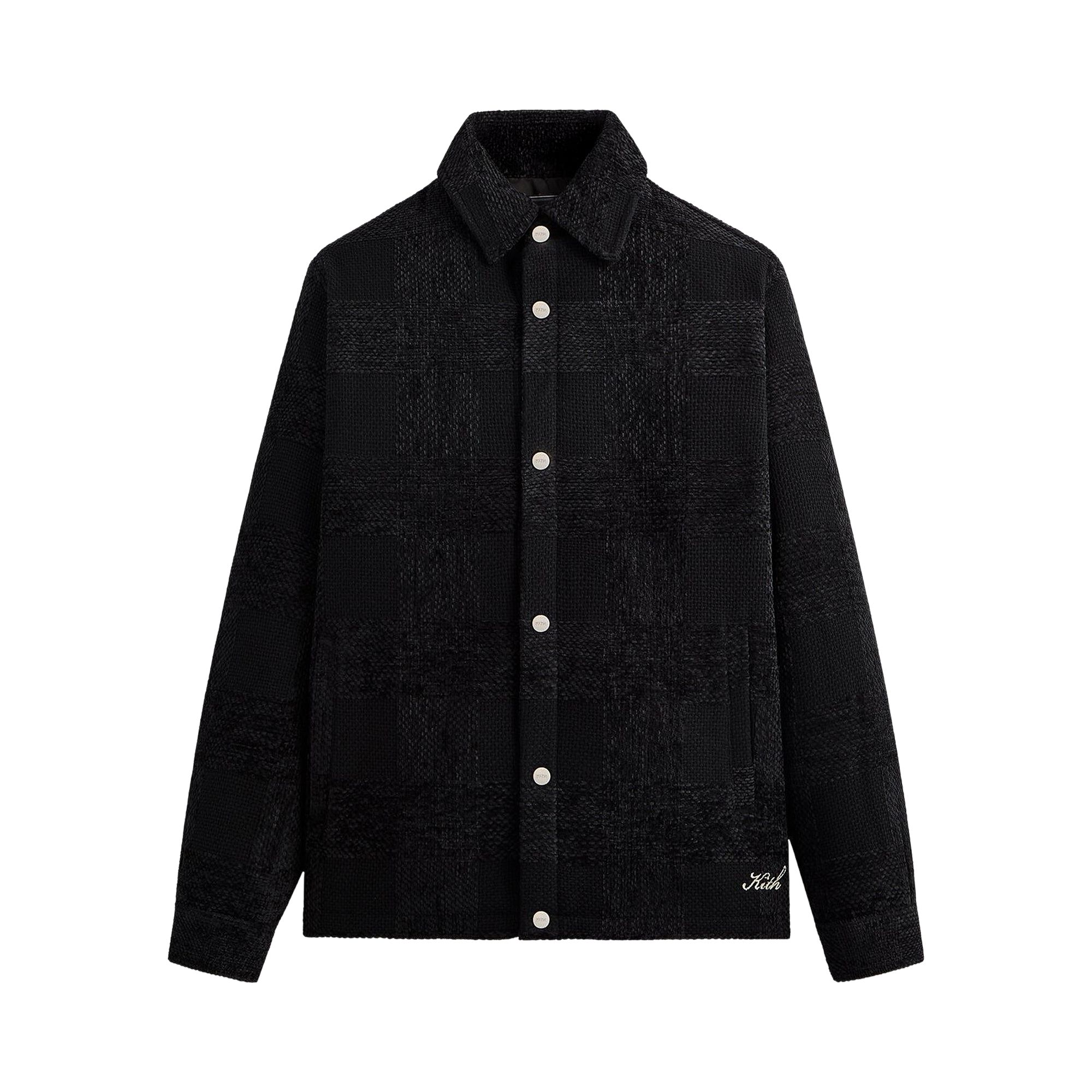 Pre-owned Kith Chenille Plaid Brixton Puffed Shirt Jacket 'black' | Men's Size Xs