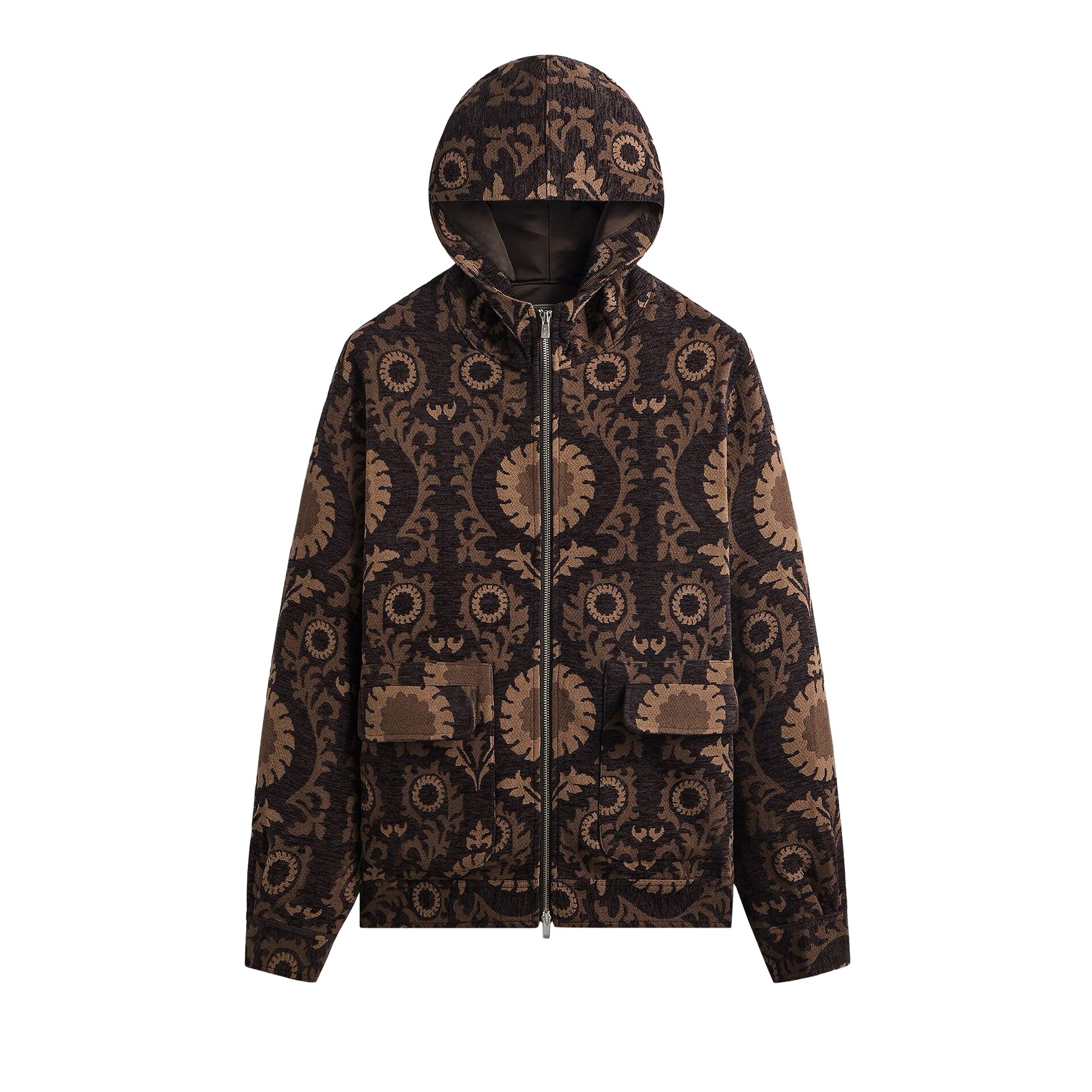 Pre-owned Kith Chenille Tapestry Selfridge Zip Up Hoodie 'kindling' | Brown | Men's Size M
