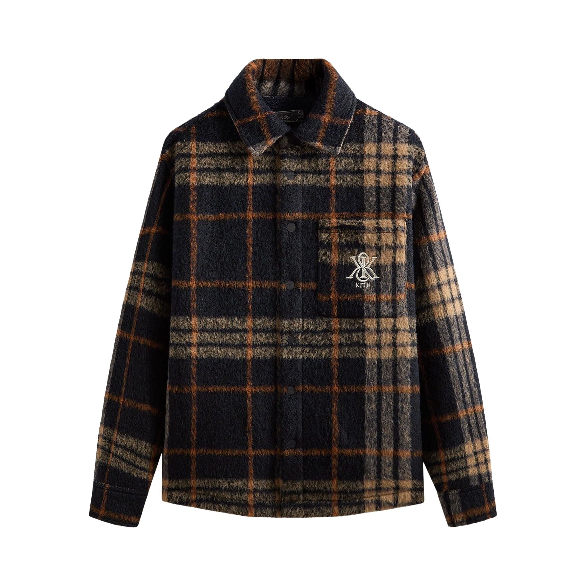 Pre-owned Kith Brushed Plaid Sheridan Shirt Jacket 'nocturnal' | Black | Men's Size L