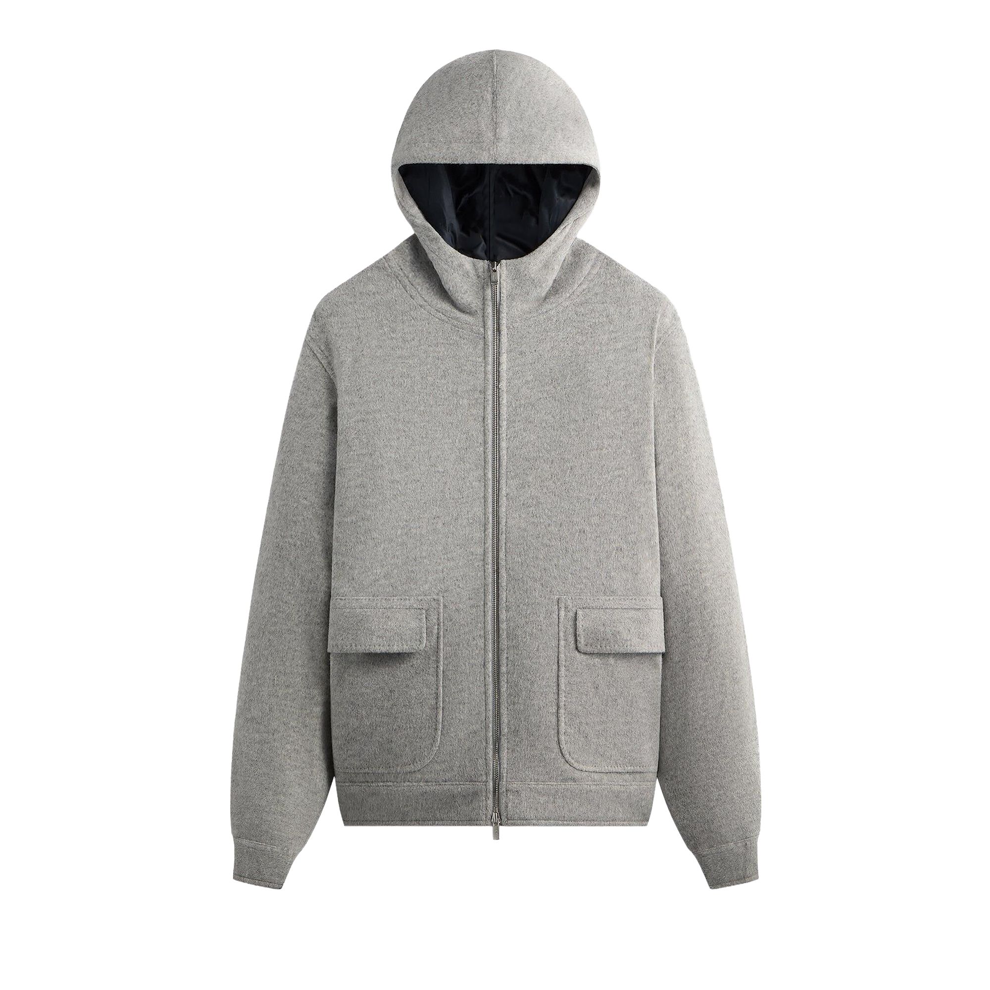Pre-owned Kith Brushed Selfridge Zip Up Hoodie 'medium Heather Grey' | Men's Size S In Gray