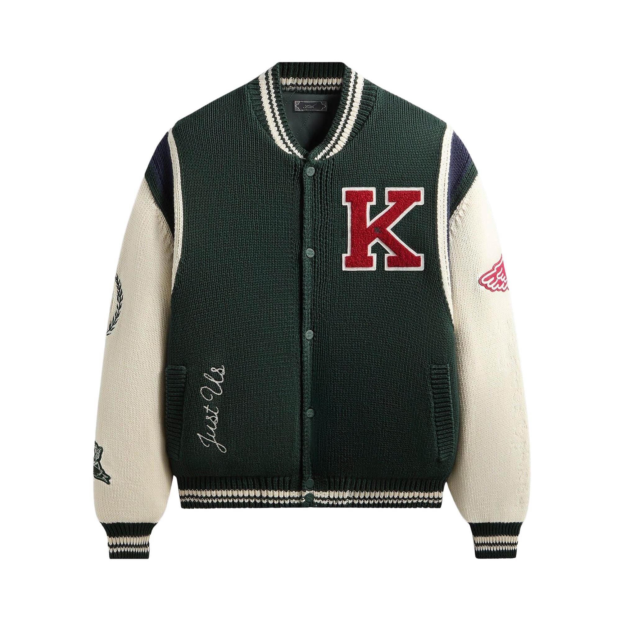 Pre-owned Kith For Avirex Porter Varsity Knit Bomber 'stadium' | Green | Men's Size M