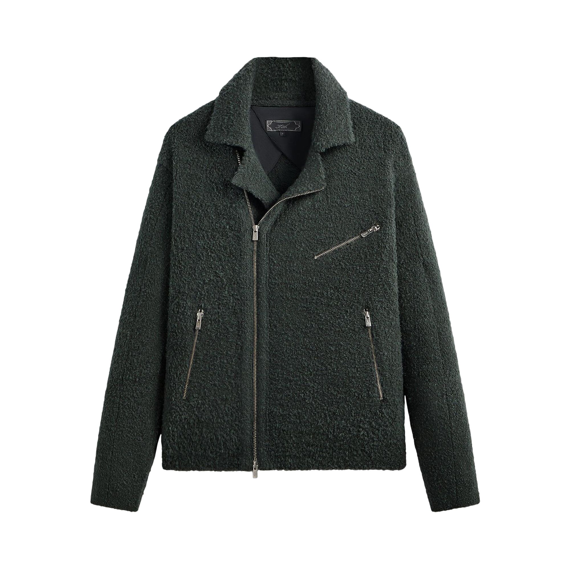 Pre-owned Kith Plush Knit Brian Moto Jacket 'machine' | Blue | Men's Size Xs