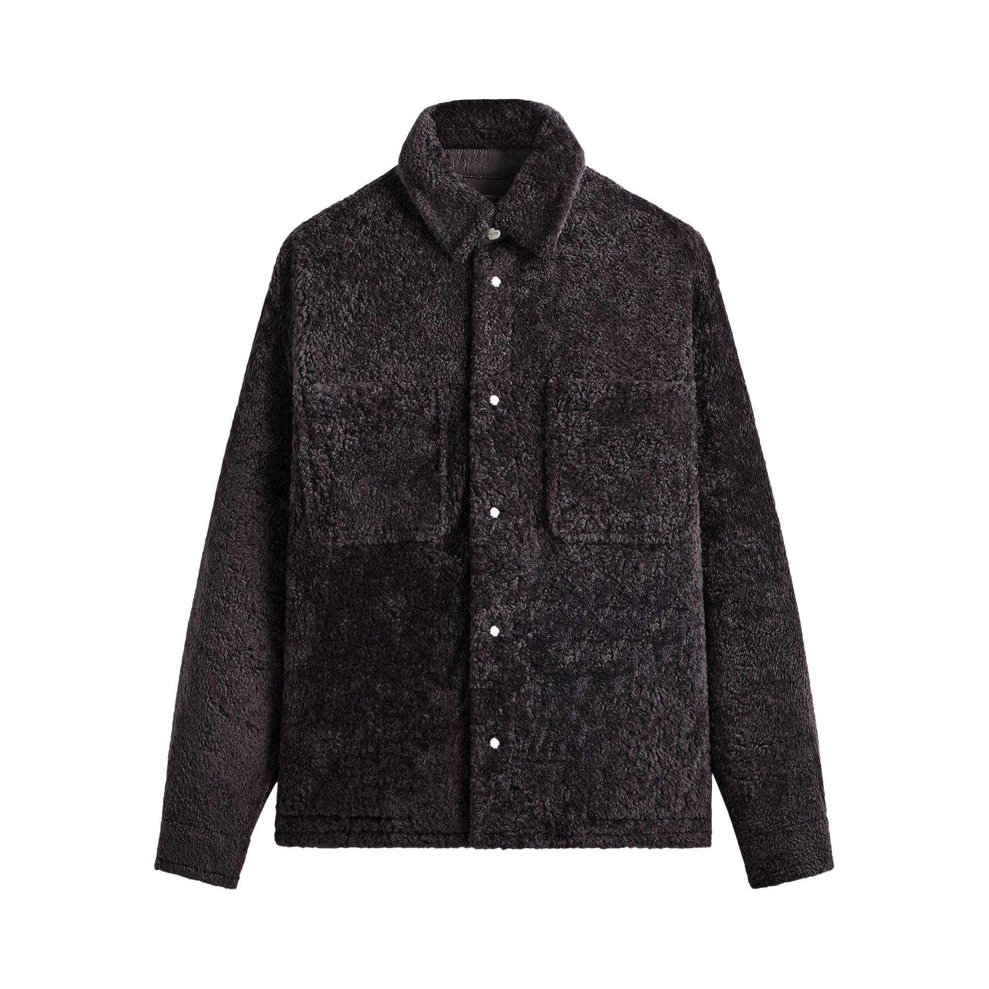 Pre-owned Kith Shearling Ace Shirt Jacket 'thunder' | Black | Men's Size M