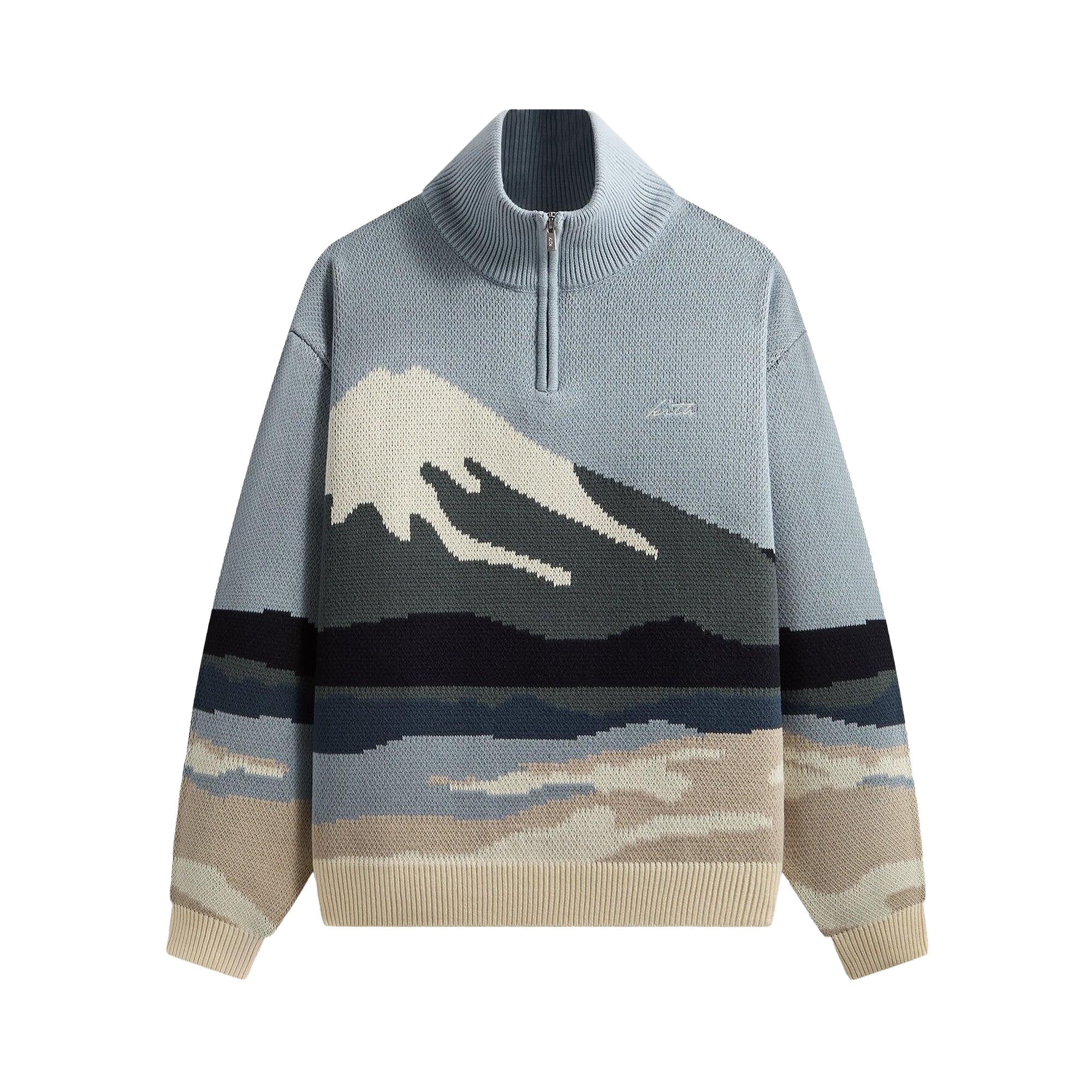 Pre-owned Kith Scenic Wyona Quarter Zip Sweater 'kindred' | Blue | Men's Size M