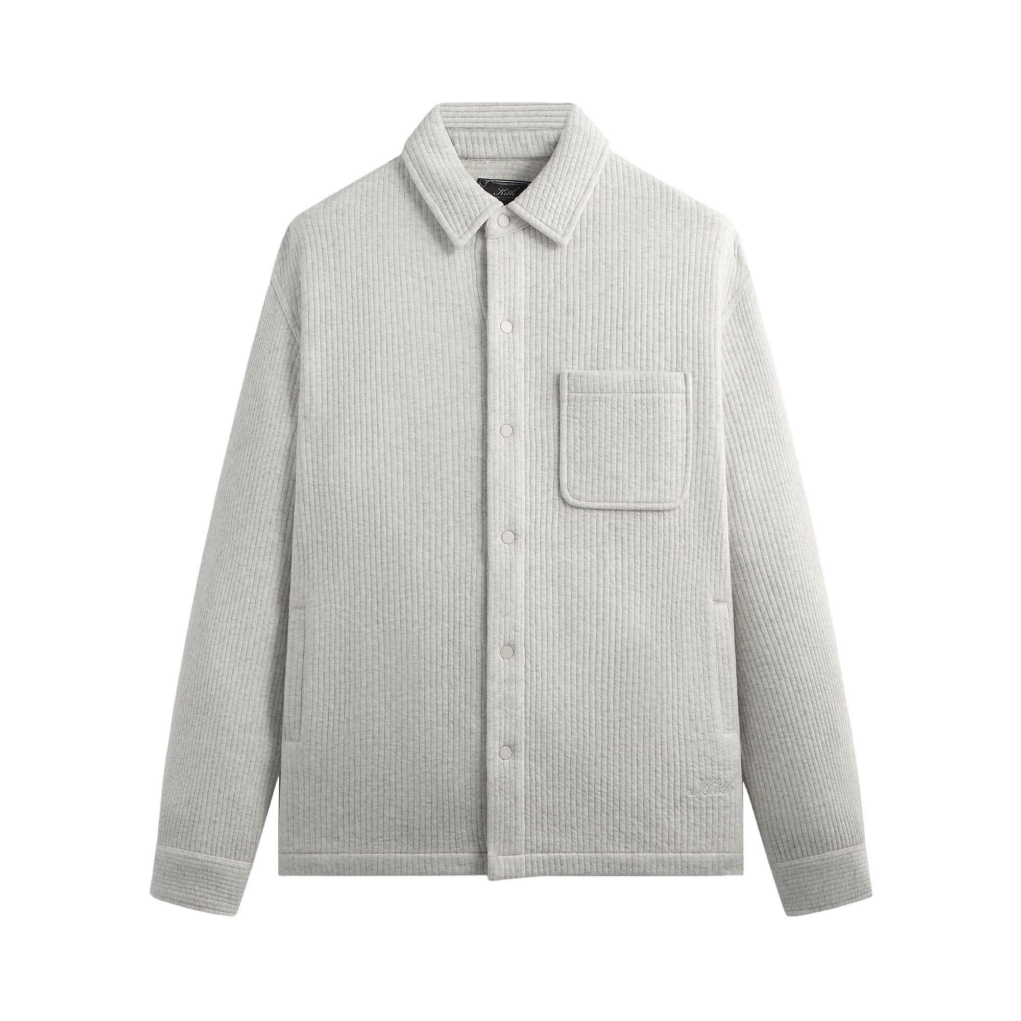 Click to view more detailed imagery on our partner's website Pre-owned Kith Striped Interlock Ginza Shirt Jacket 'light Heather Grey' | Men's Size Xl In Gray