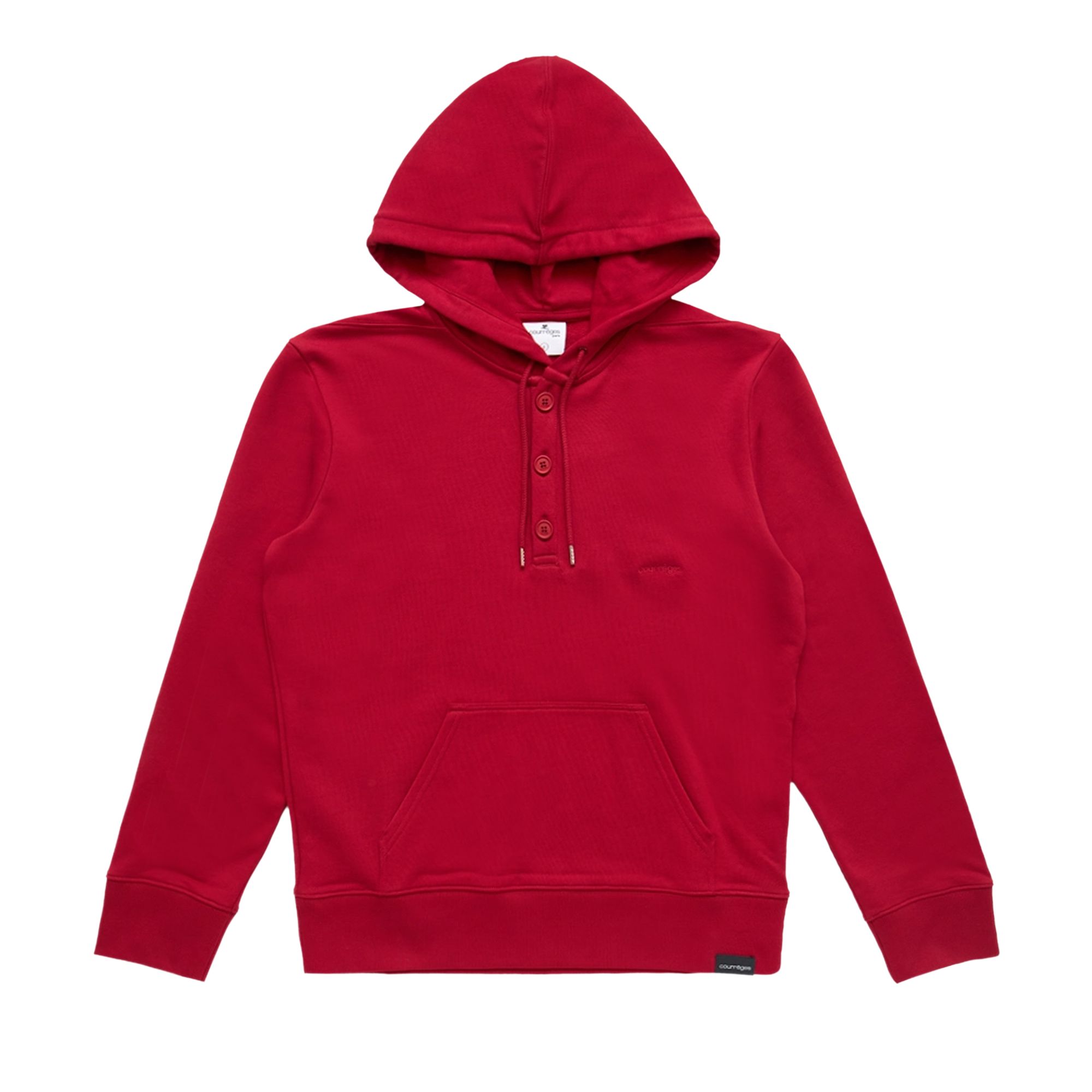 Pre-owned Courrèges Embroidered Snapped Hoodie 'red' | Men's Size Xl