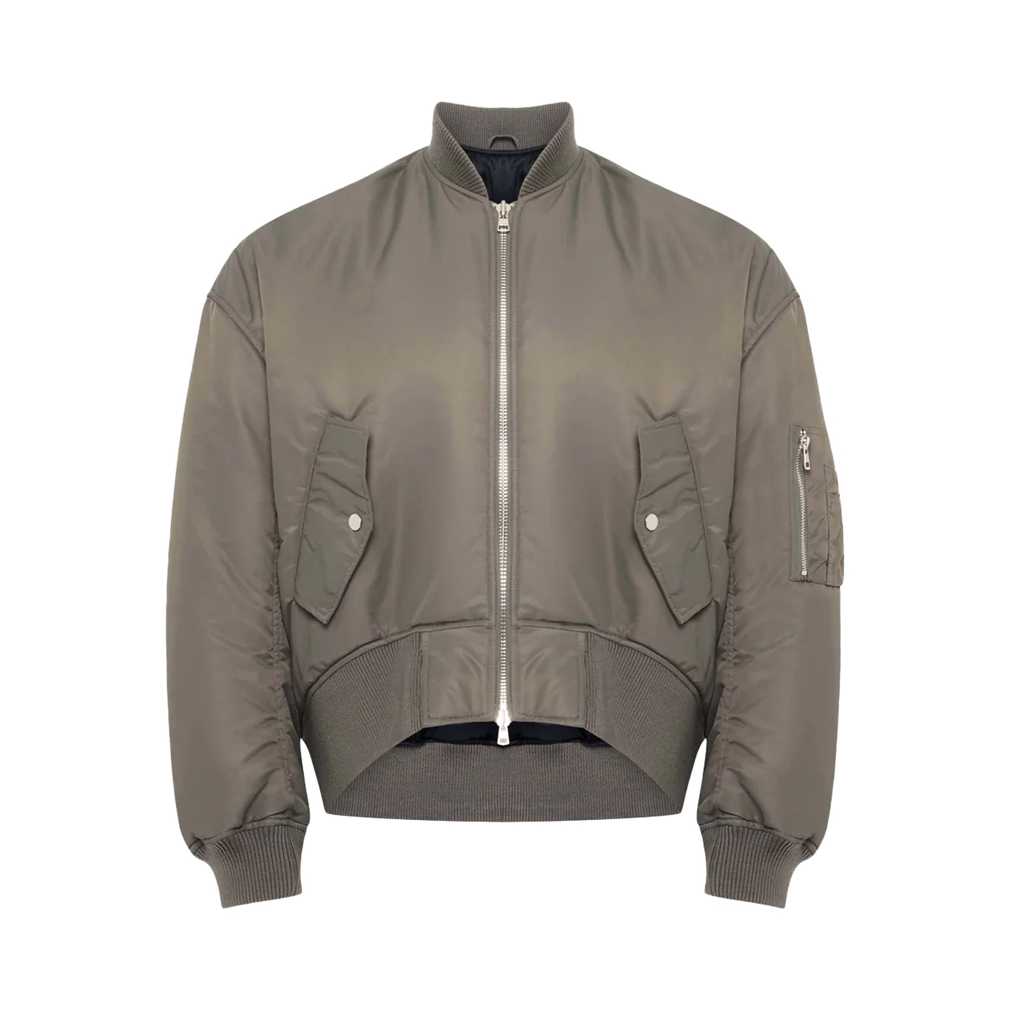 JW ANDERSON Pre-owned Oversized Curved Hem Bomber Jacket 'grey' | Men's Size S In Gray