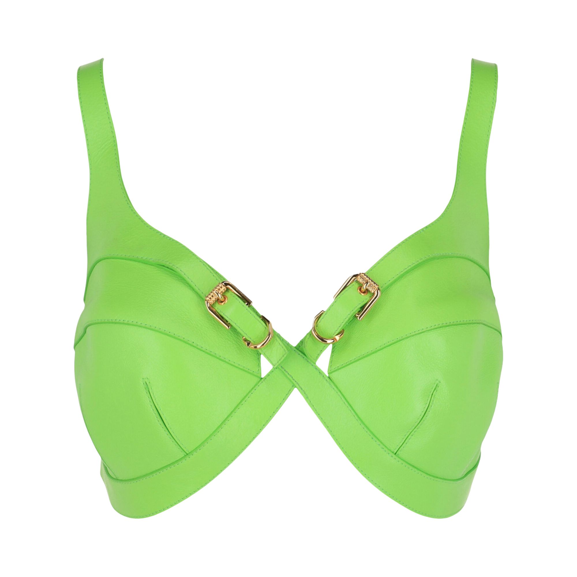 Pre-owned Givenchy Crisscross Leather Top 'bright Green' | Women's Size 52