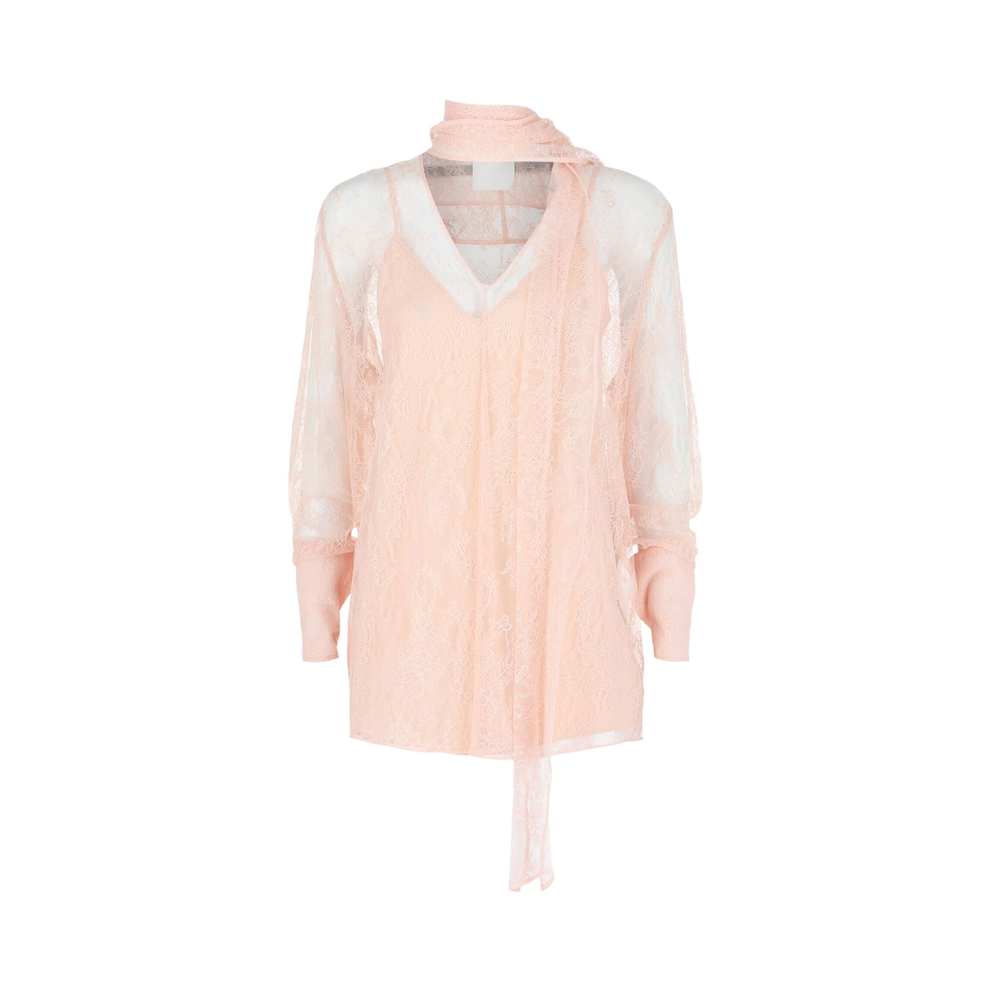 Pre-owned Givenchy Lace Blouse With Neck Tie 'blush Pink' | Women's Size 34