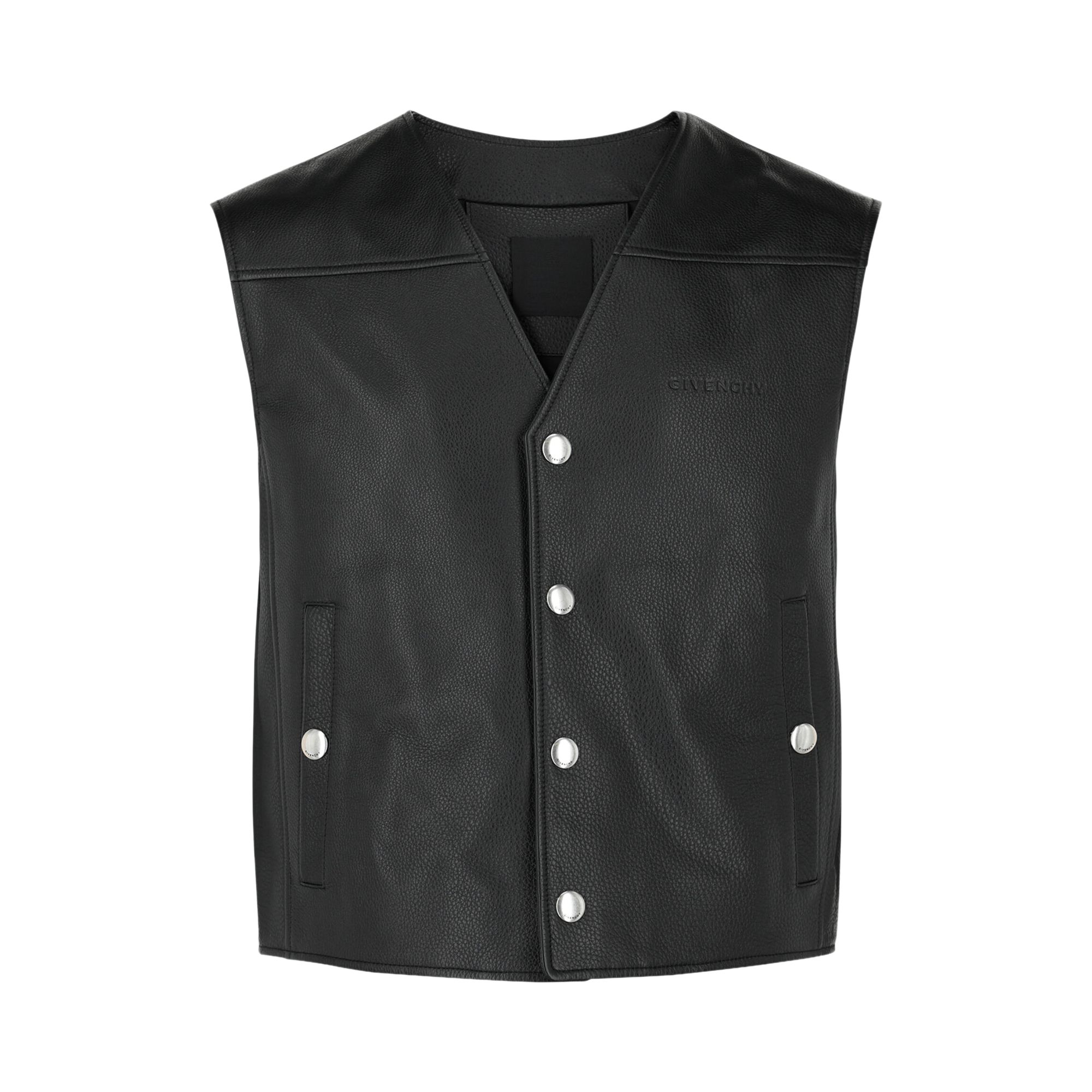 GIVENCHY Pre-owned Logo Leather Snap Vest 'black' | Men's Size 50