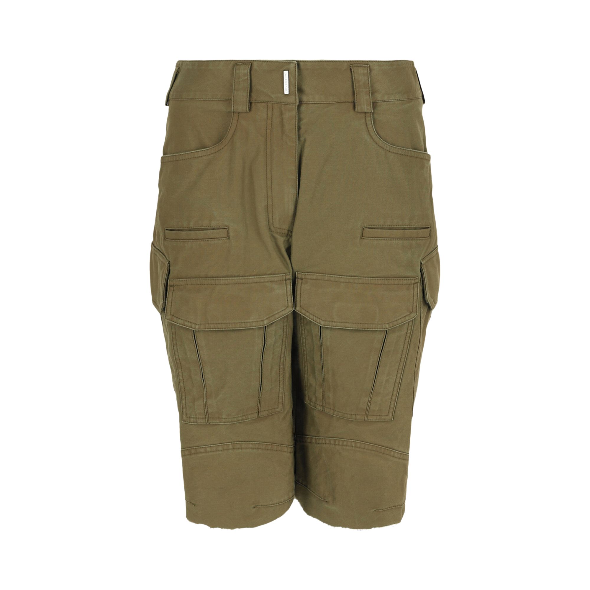 Pre-owned Givenchy Frayed Multi-pocket Cargo Shorts 'olive Green' | Women's Size 34