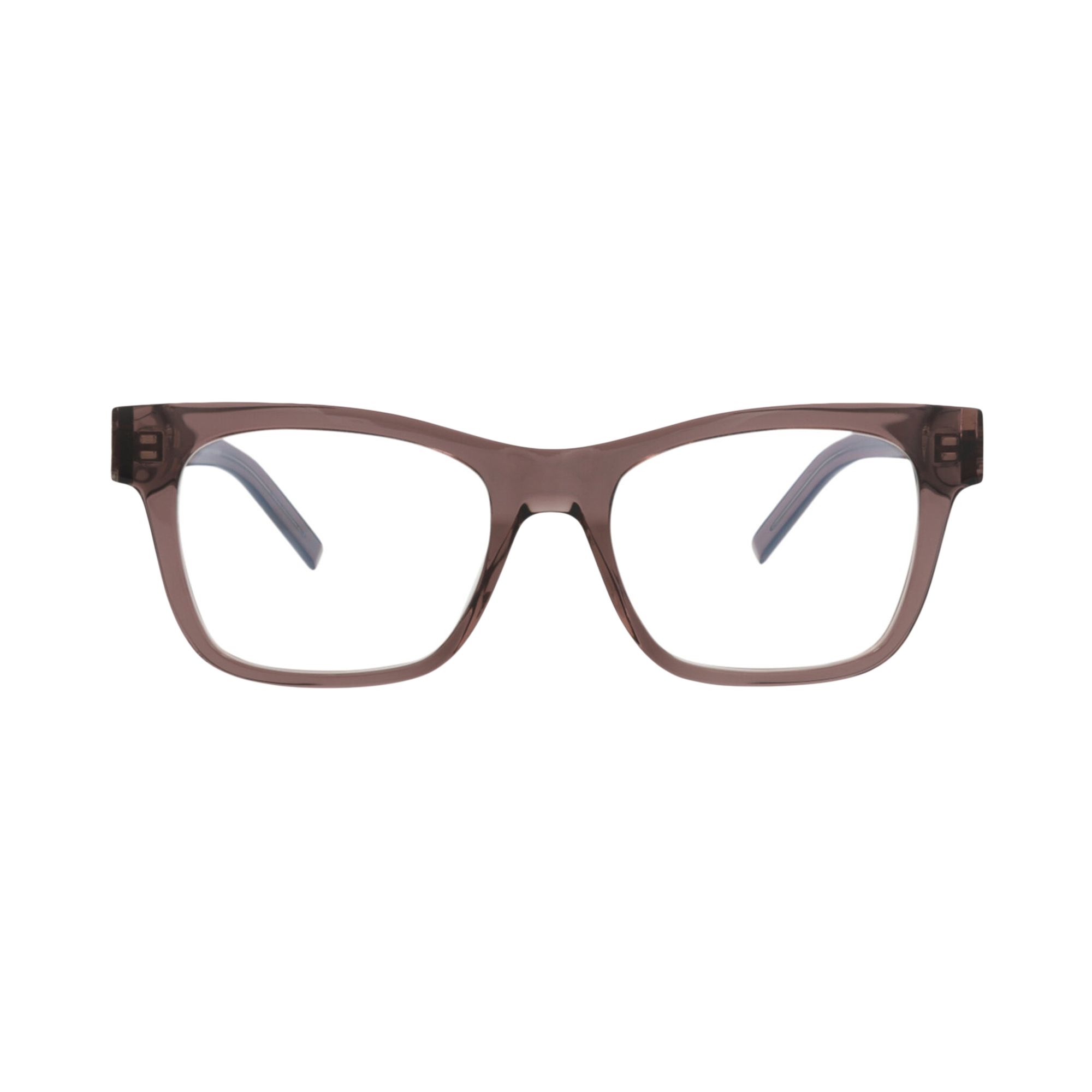 Pre-owned Saint Laurent Square-frame Recycled Acetate Optical Frames 'brown Transparent' | Women's Size Onesiz