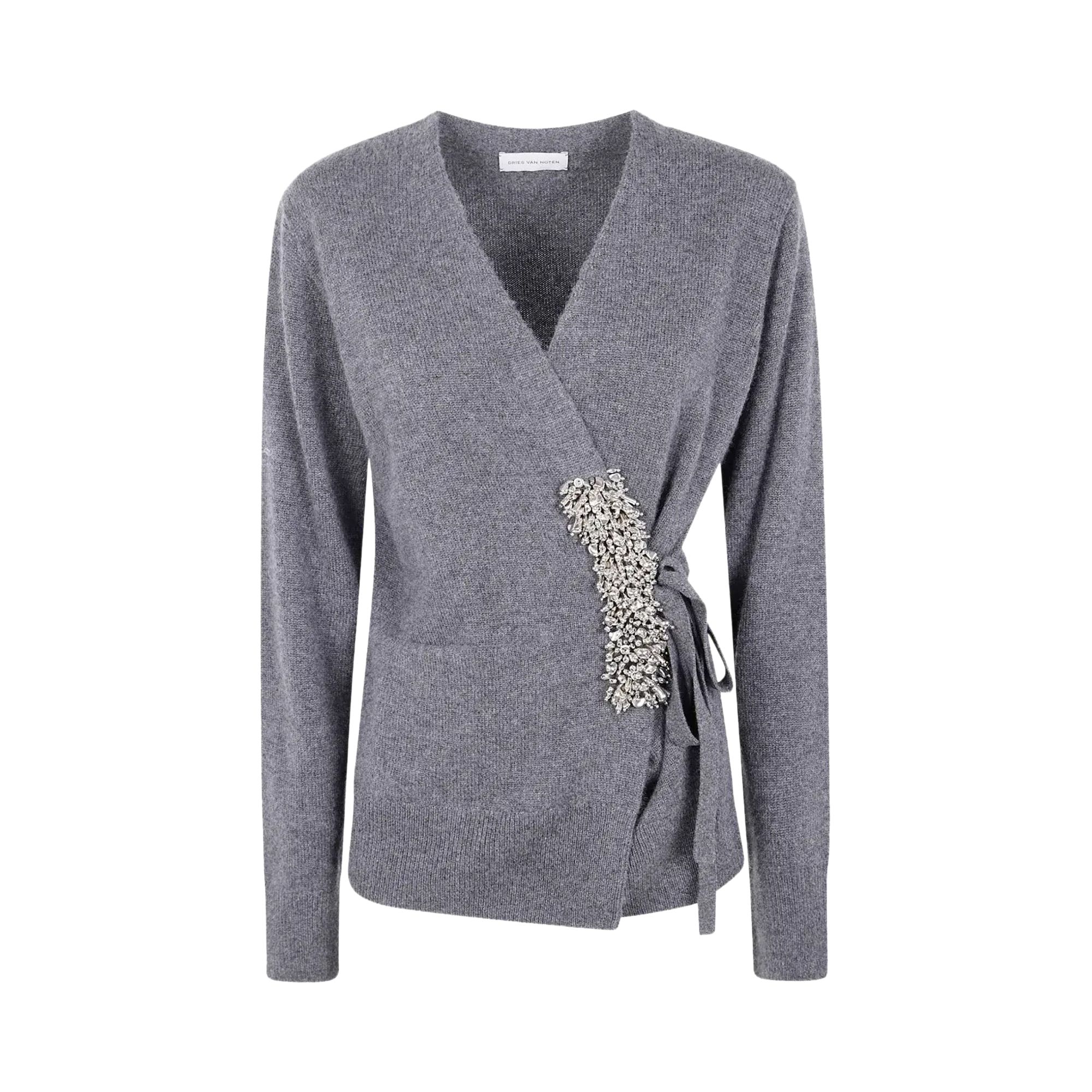 Click to view more detailed imagery on our partner's website Pre-owned Dries Van Noten Tiah Embellished Cardigan 'dark Grey' | Women's Size M In Gray